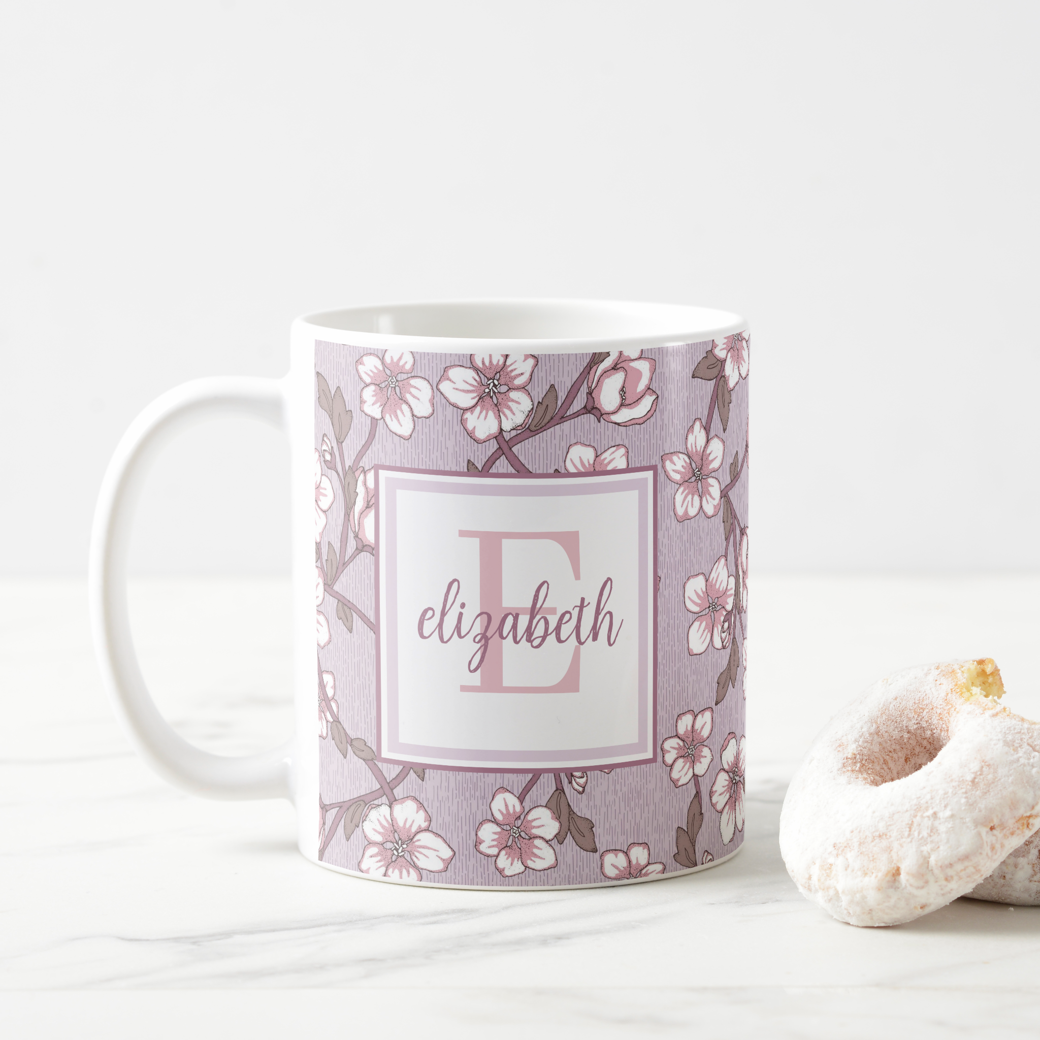lavender floral monogram mug personalized mother’s day gift idea