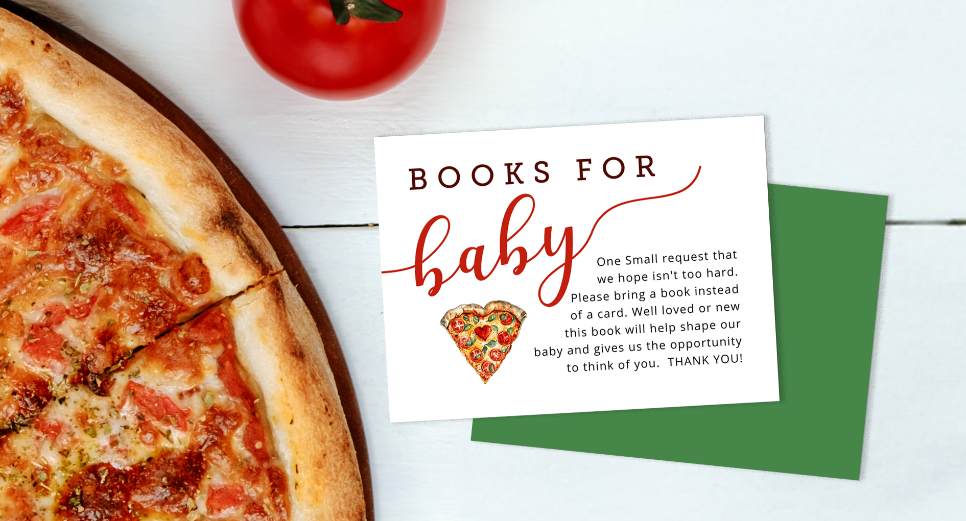 Books for baby insert card pizza shower theme