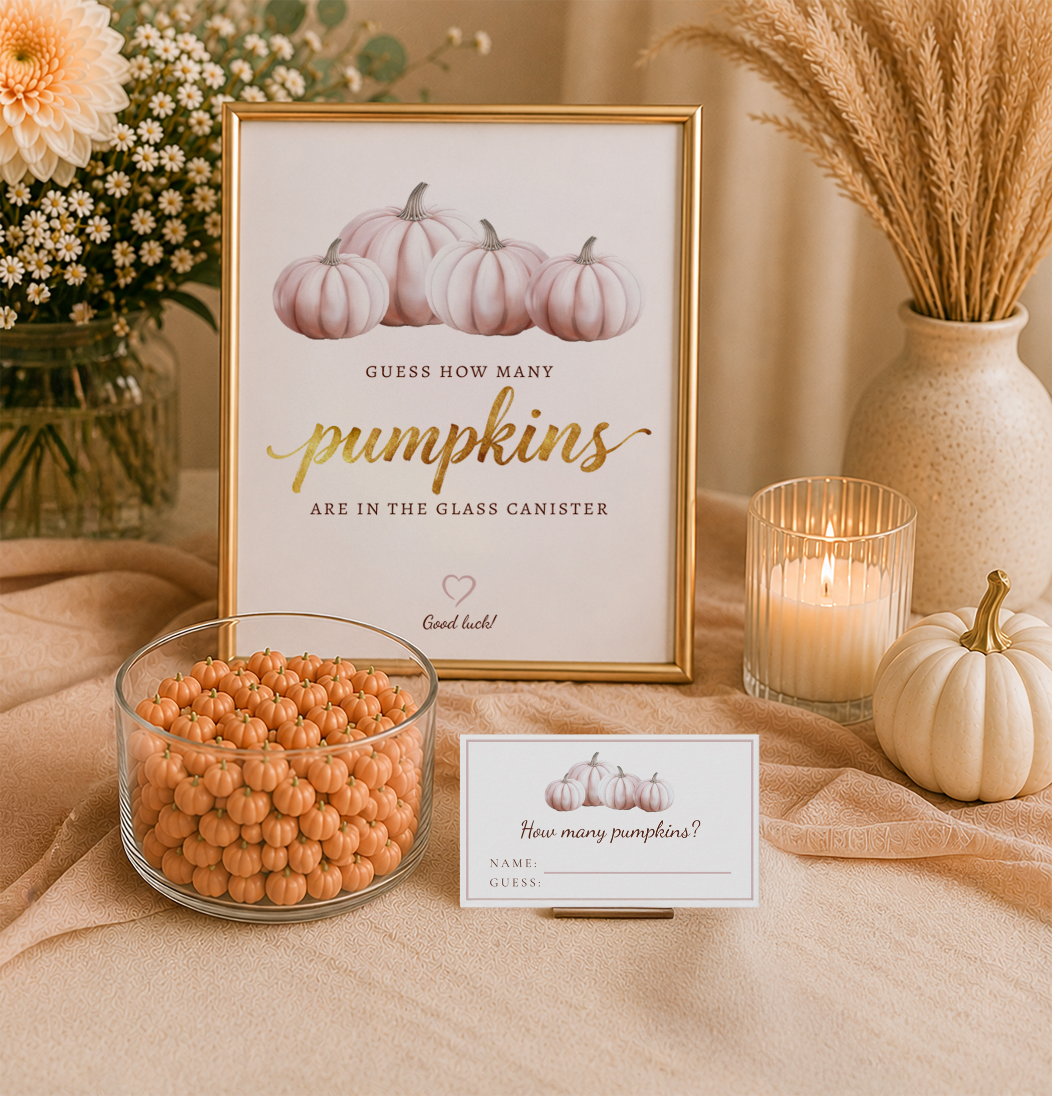 pumpkin baby shower game set