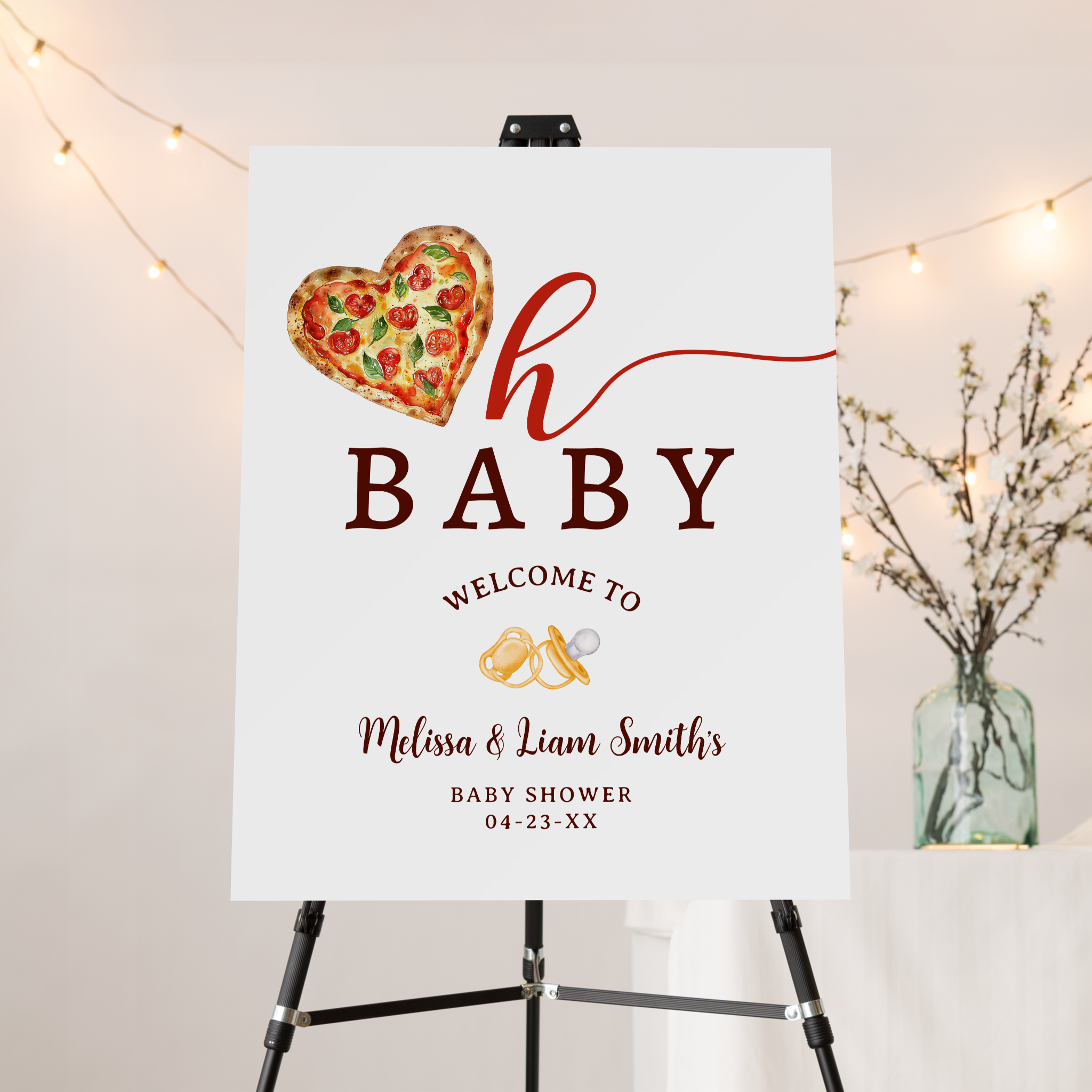 Pizza baby shower welcome sign party decor
