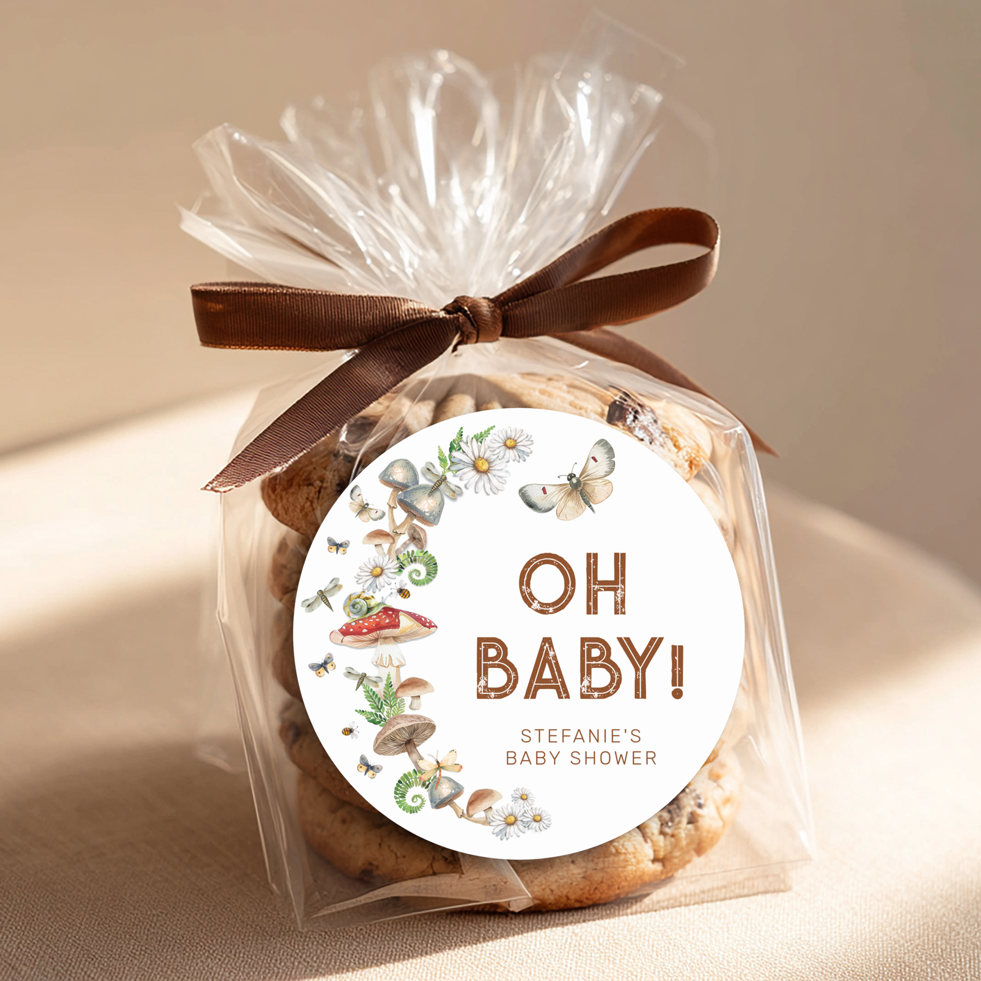 woodland baby shower theme favor sticker