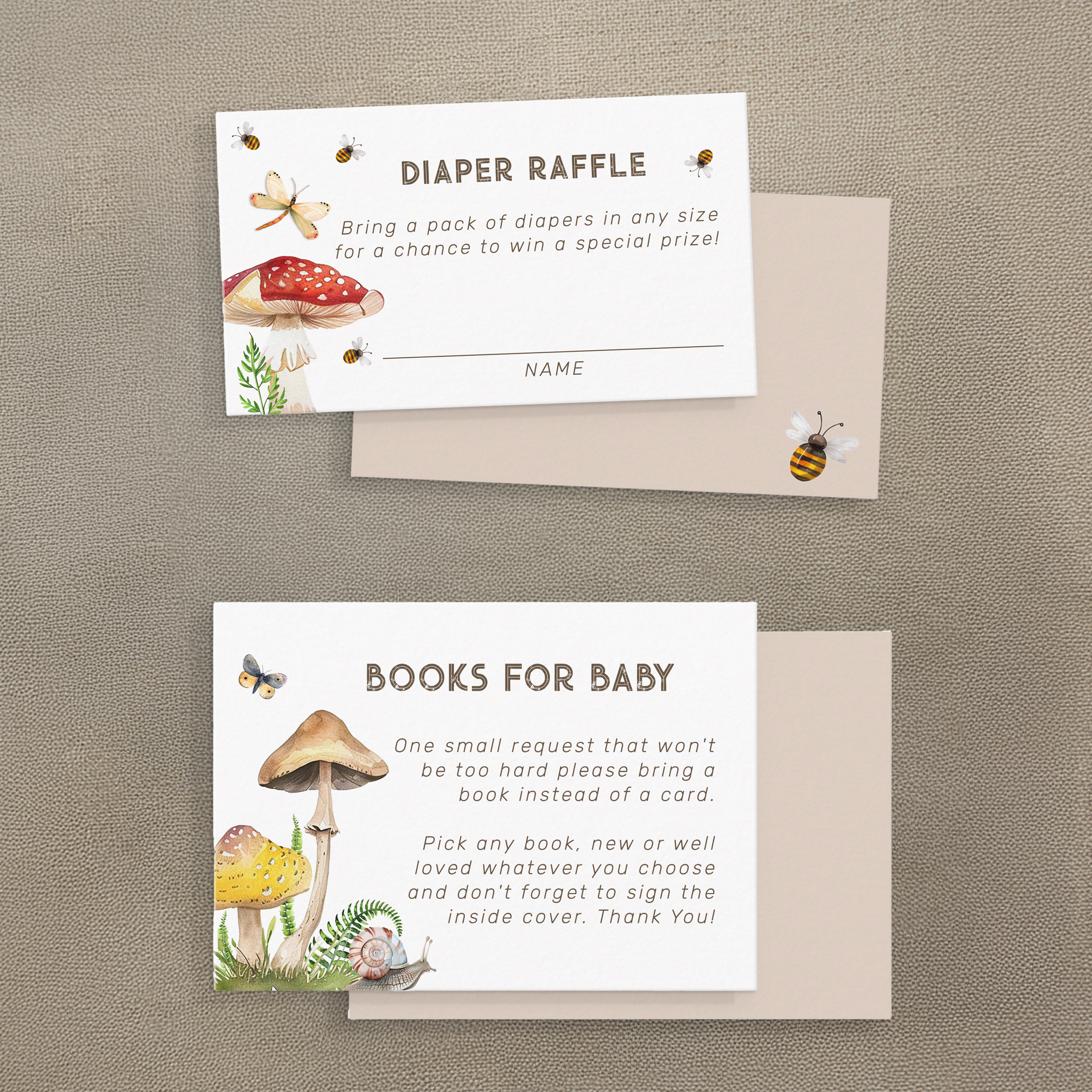 books for baby and raffle card inserts