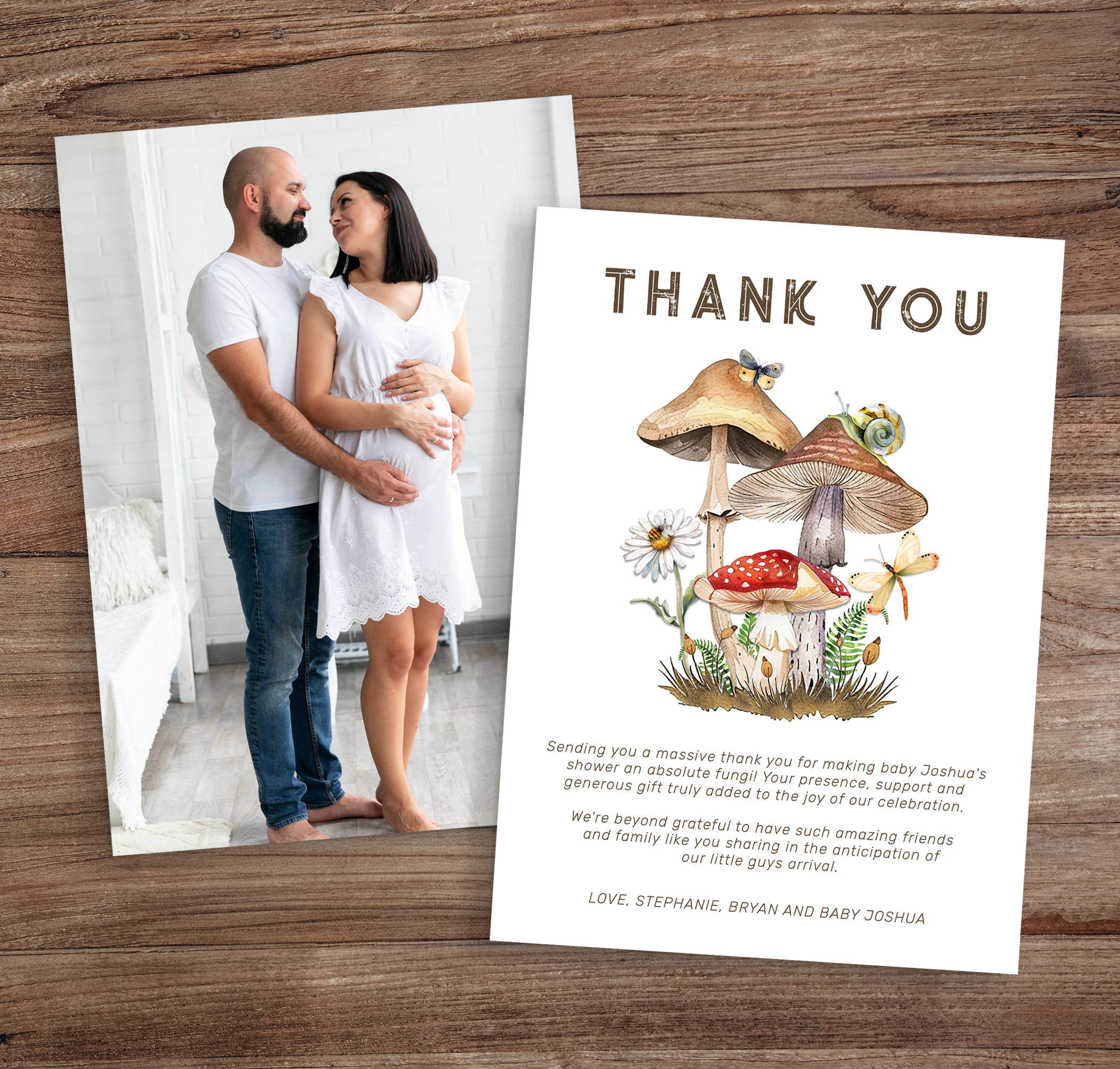 woodland baby shower photo thank you card