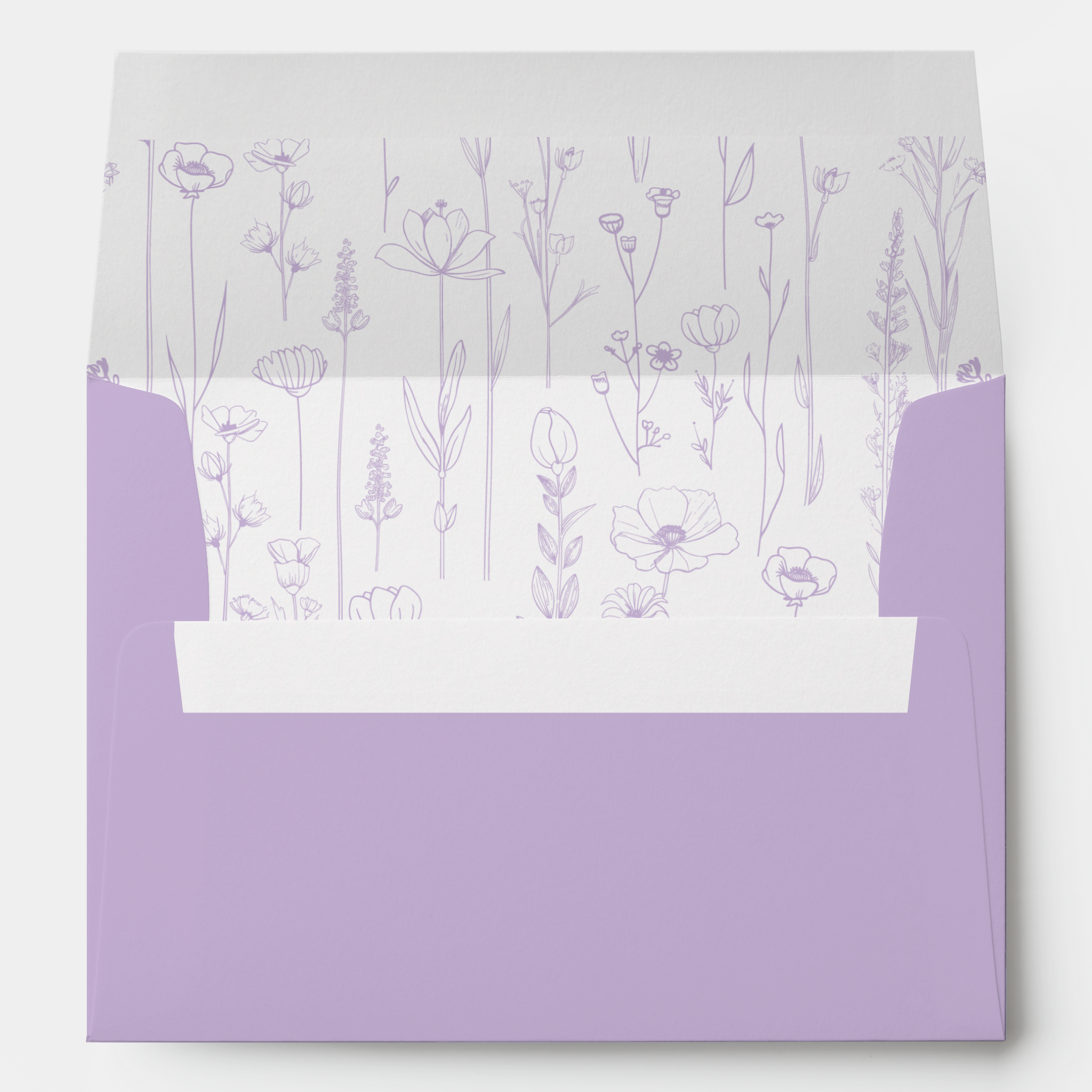Lavender wildflower printed envelope liner for baby shower invitations