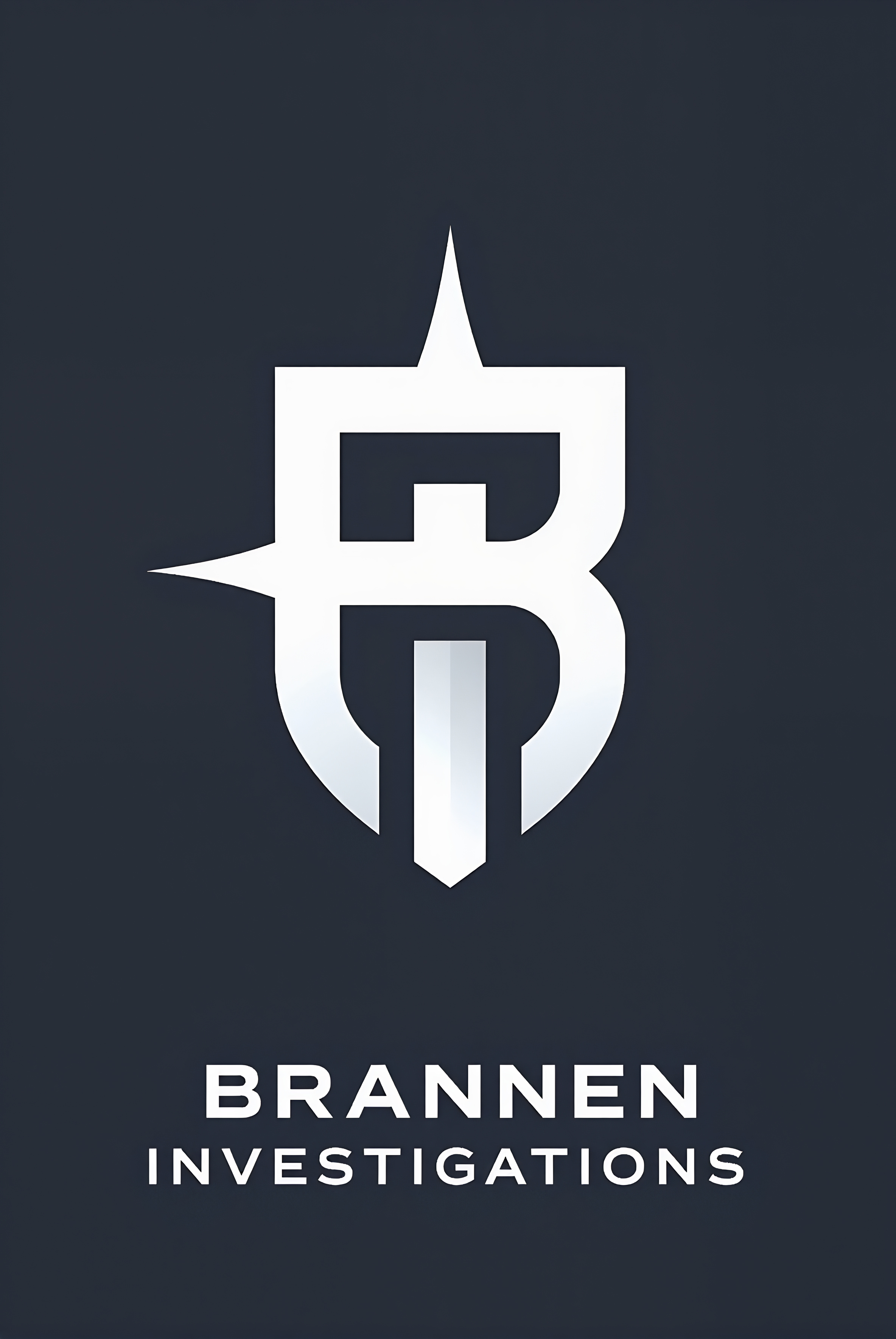 Brannen Investigations logo featuring a stylized ‘B’ and ‘I’ monogram in white on a dark navy background.