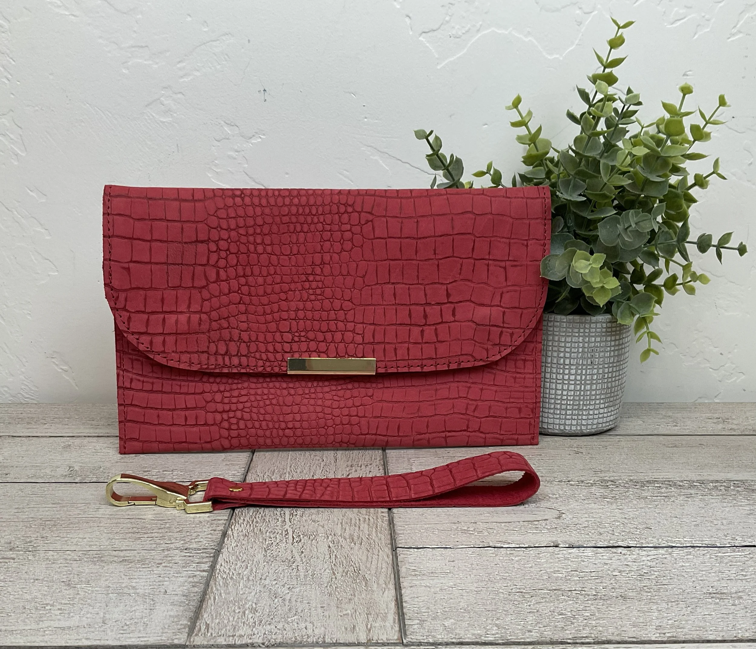 Moonstone Leather Clutch