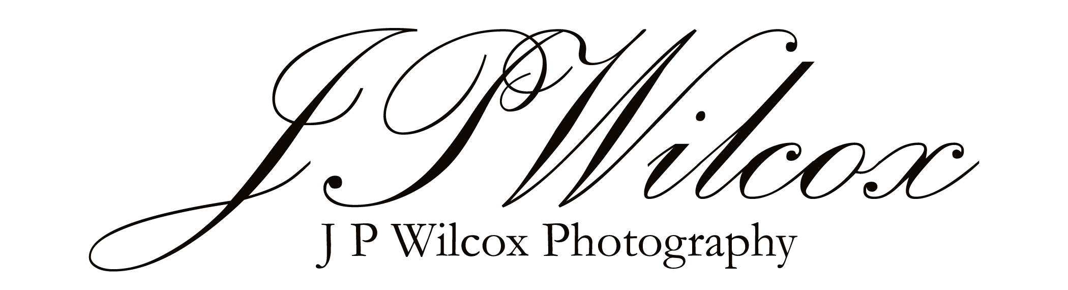 Logo with ornate text reading 'J P Wilcox' and smaller text underneath that says 'J P Wilcox Photography'.
