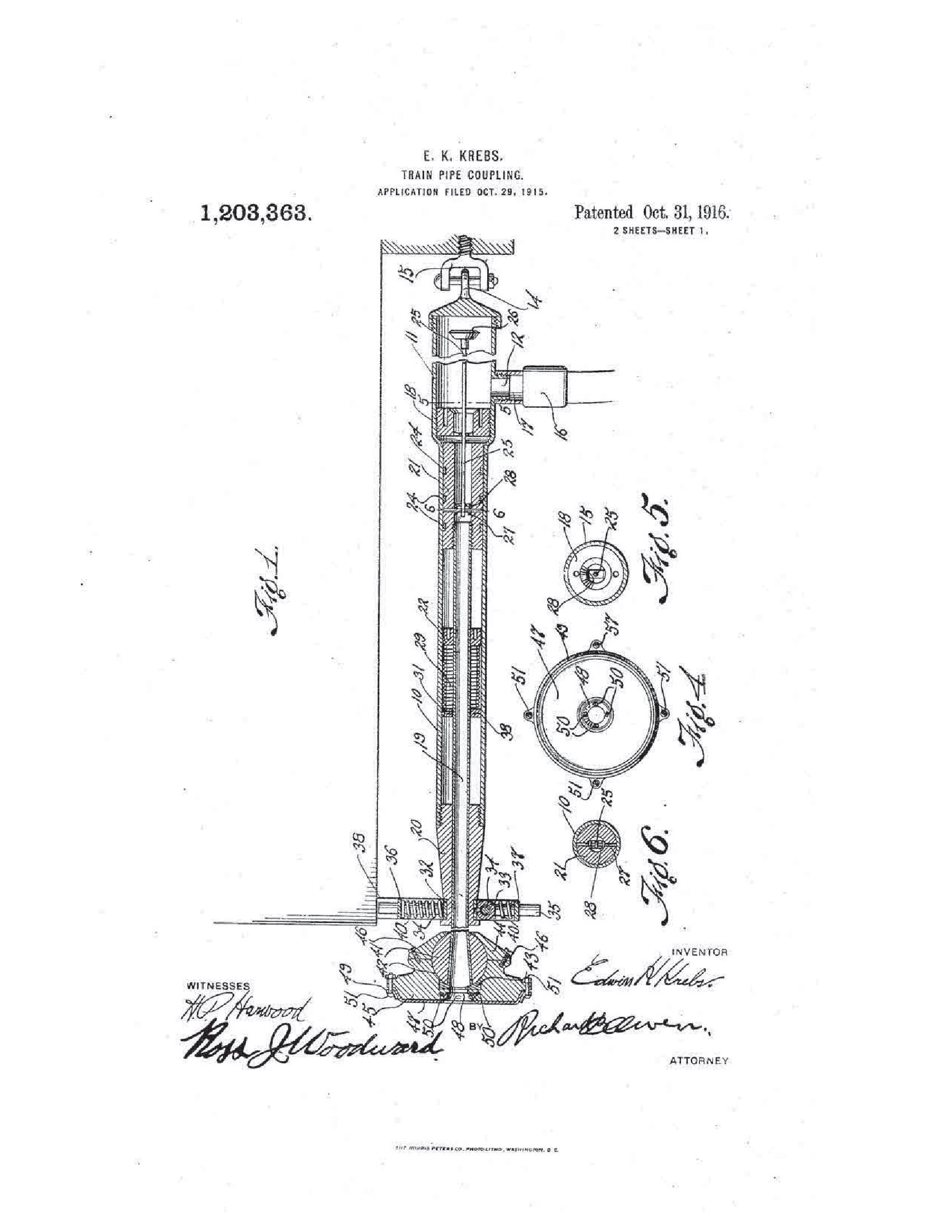 E.K. Krebs Train Pipe Coupling Application Filed October 29, 1915
