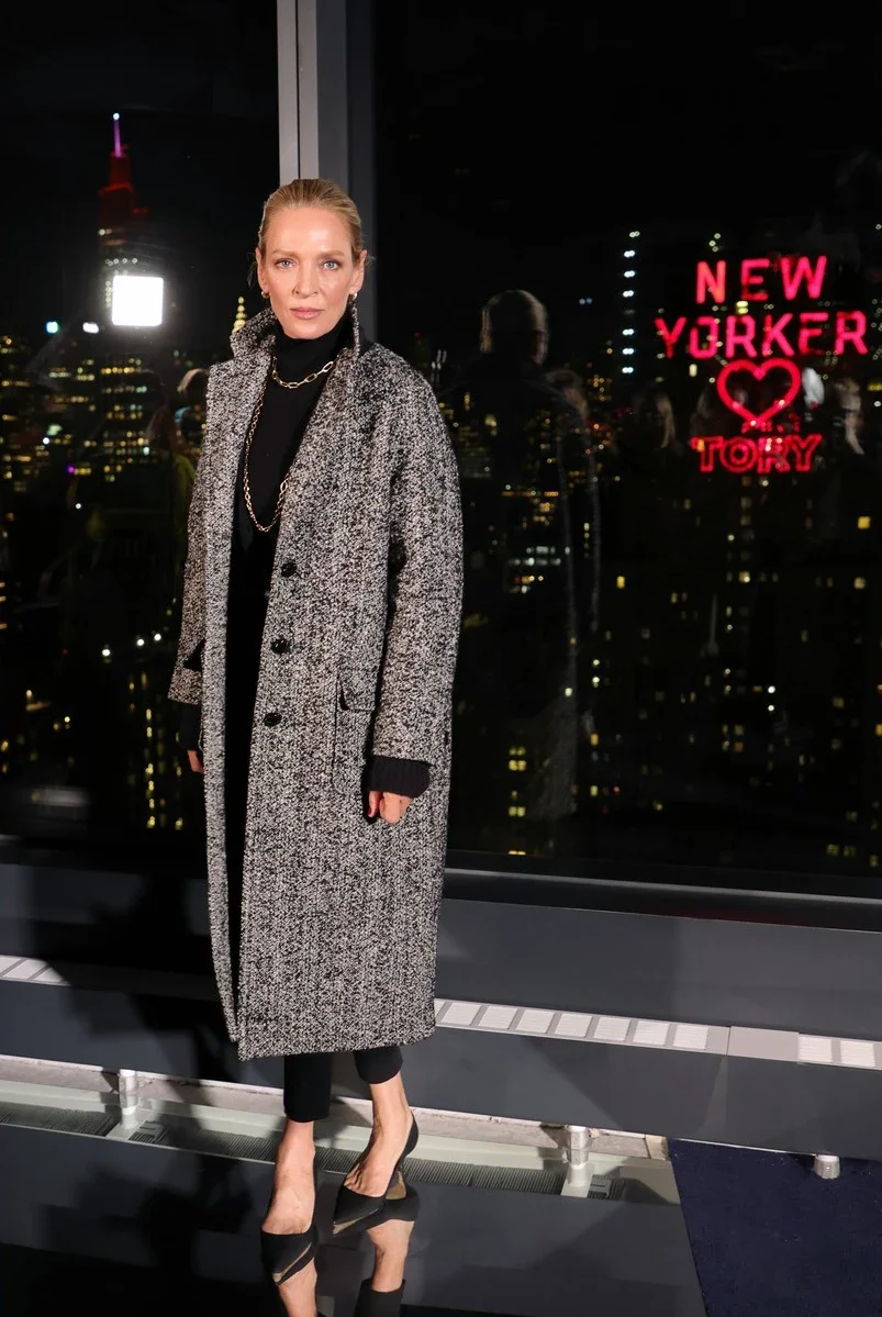 Uma Thurman at Tory Burch fashion show.