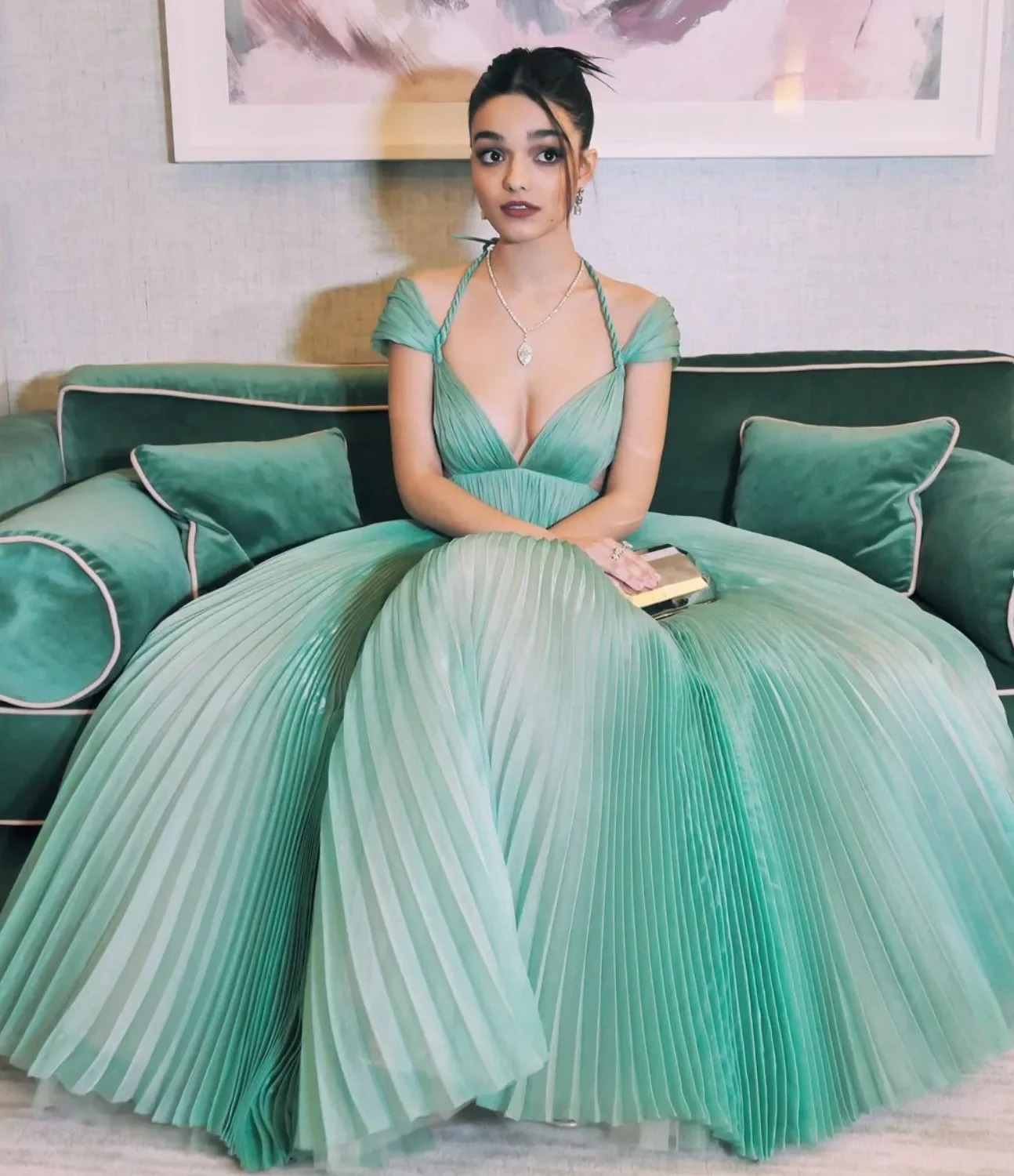 Rachel Zegler in custom Dior + Tiffany & Co. Critics Choice Awards.