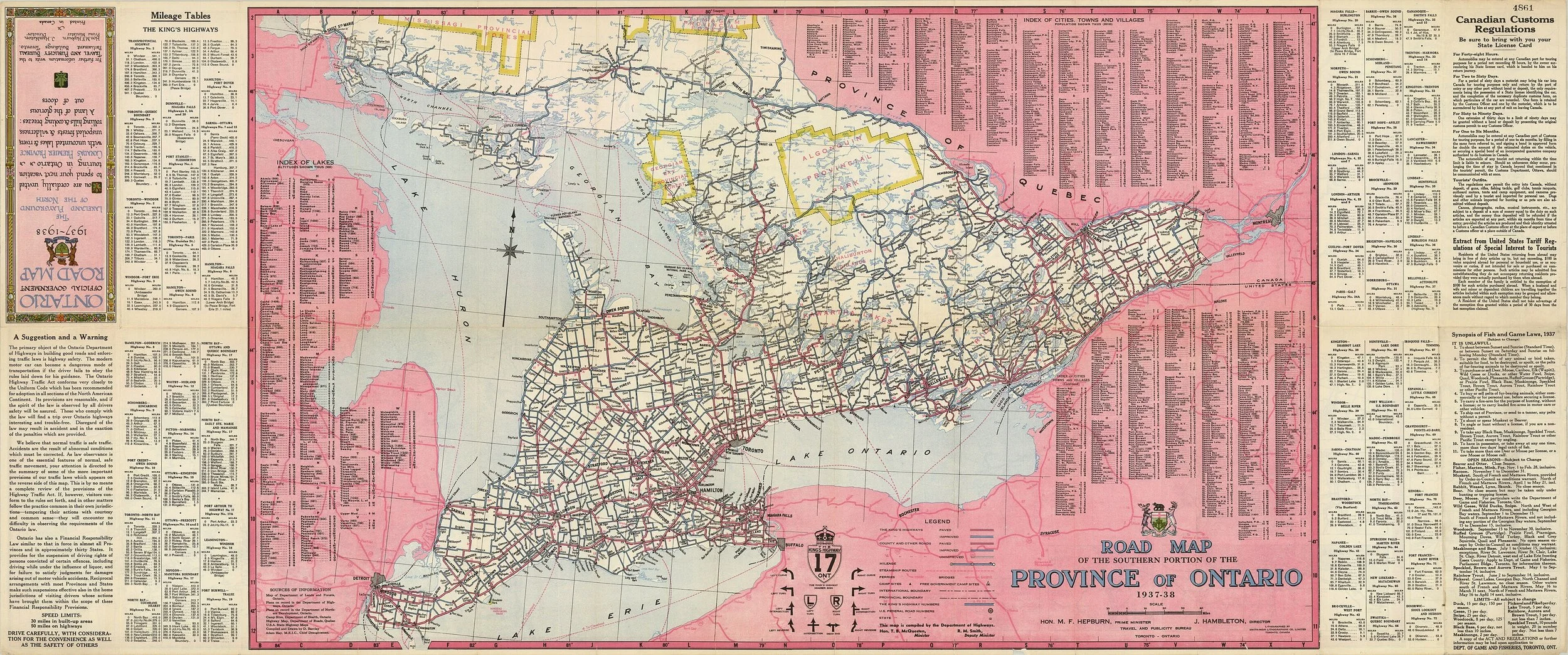 Southern Ontario Road Map, 1936-37