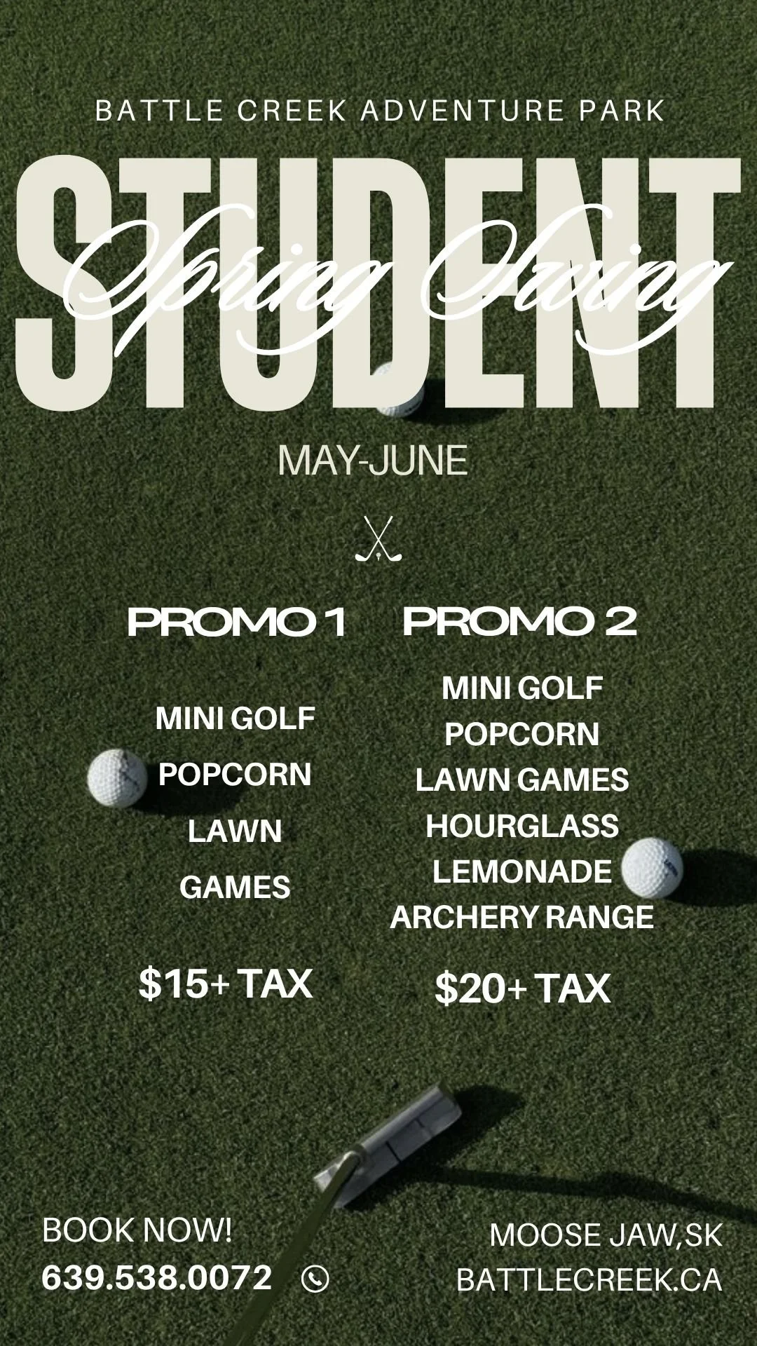 Battle Creek Adventure Park mini golf in Moose Jaw, Saskatchewan