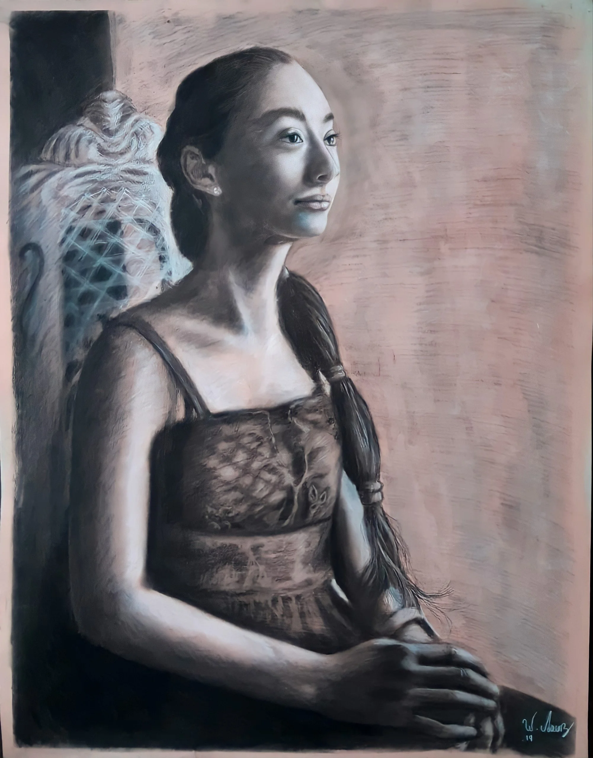 "Mariela" / carbón sobre papel, 20 X 26 In - 2020