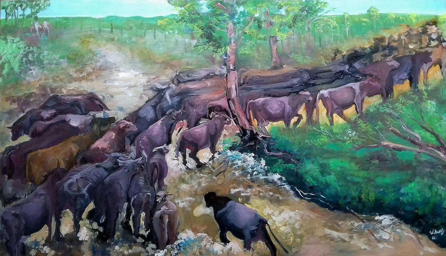 "Paisaje rural de ganadería No 3" / óleo sobre lienzo, 70 x 120 cm - 2016