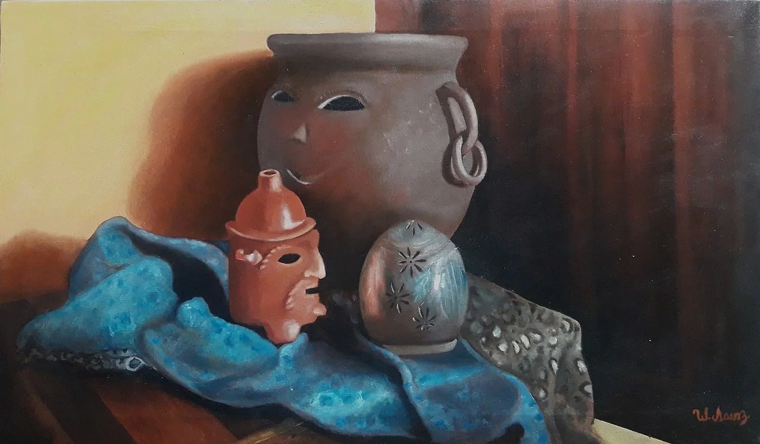"Bodegón precolombino", óleo sobre tela, 21 x 36 In - 2018