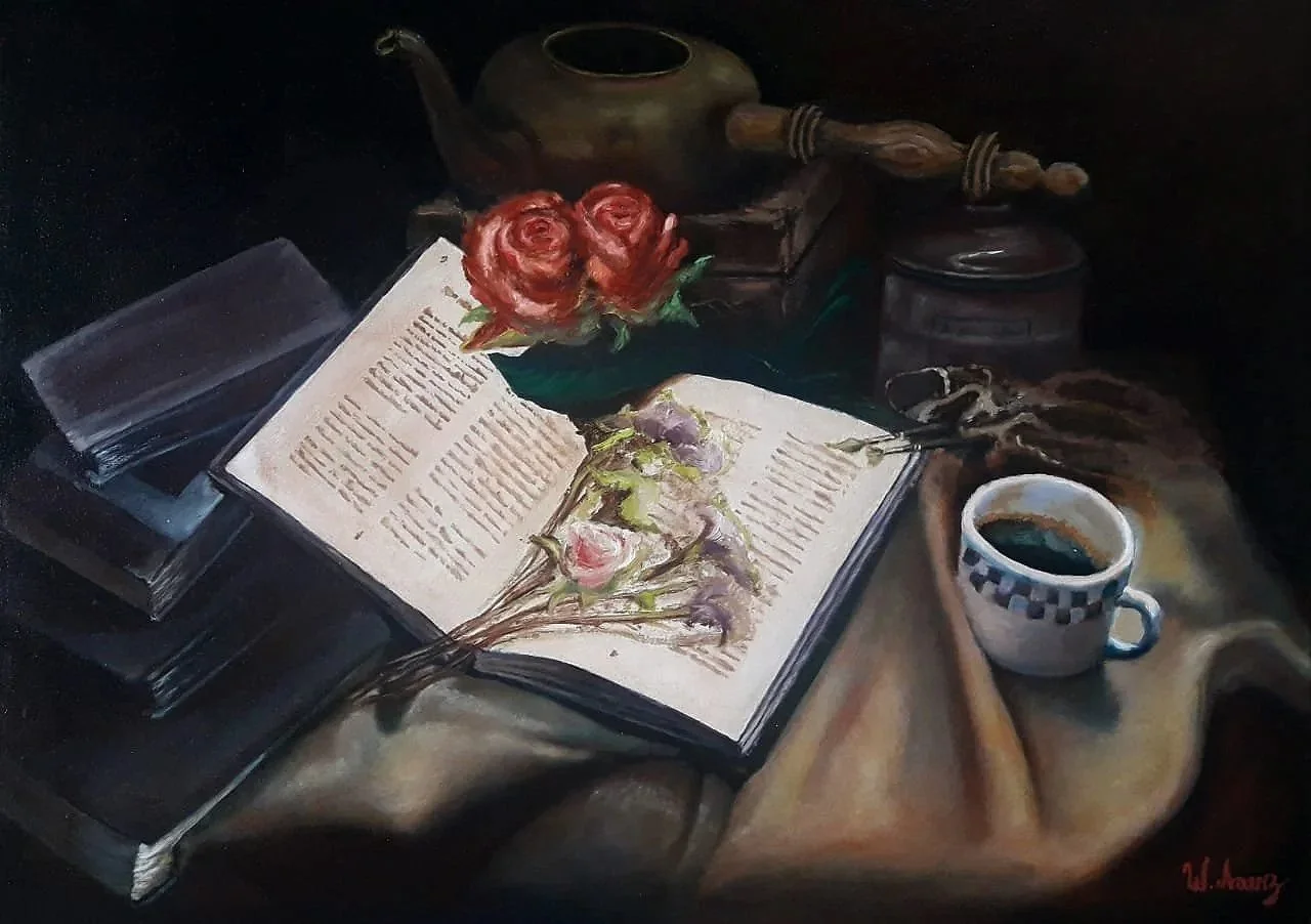 "Lectura", óleo sobre tela, 50 x 70 cm - 2019