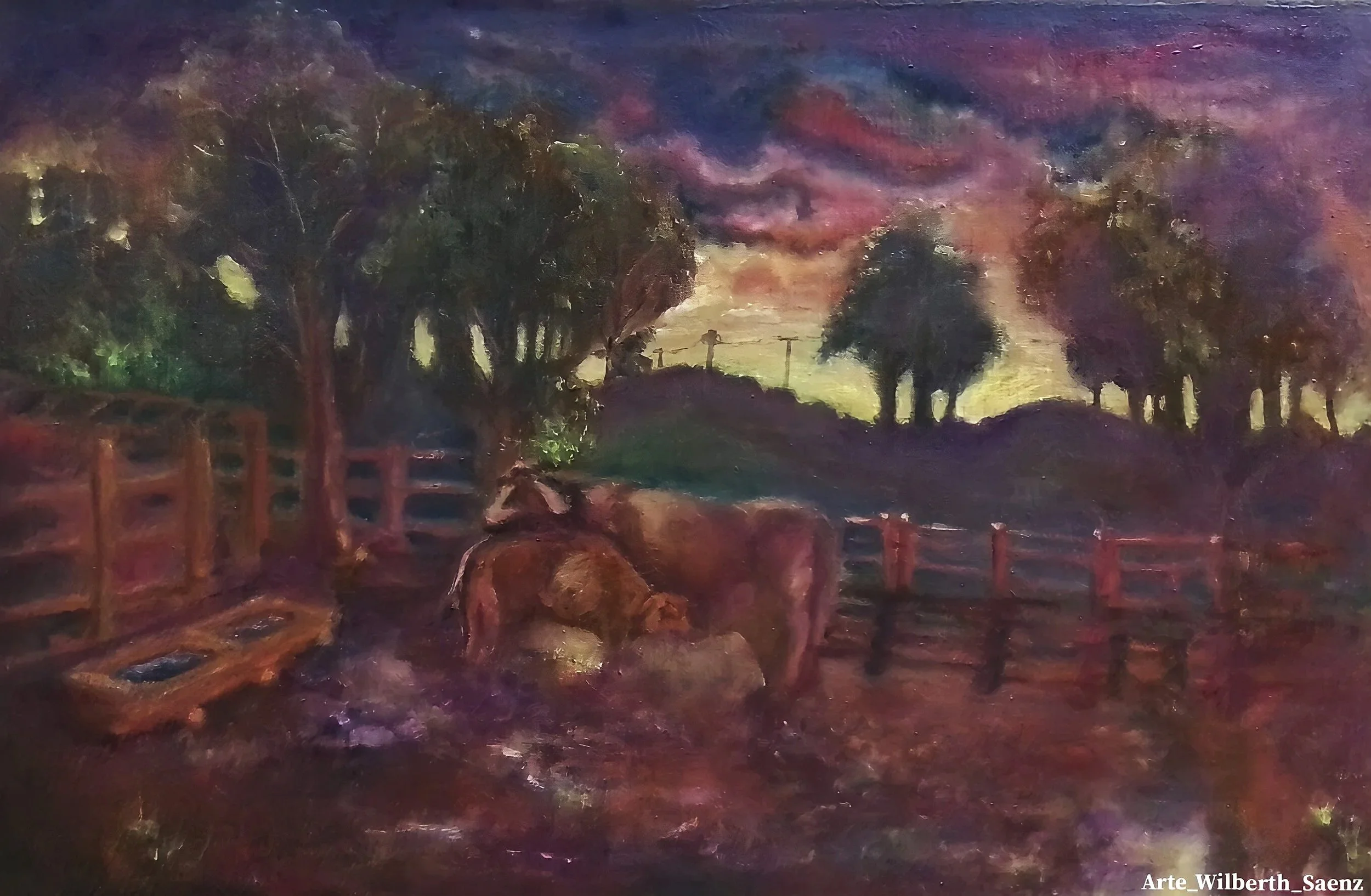 "Ganadería", óleo sobre tela, 21 x 36 In - 2018