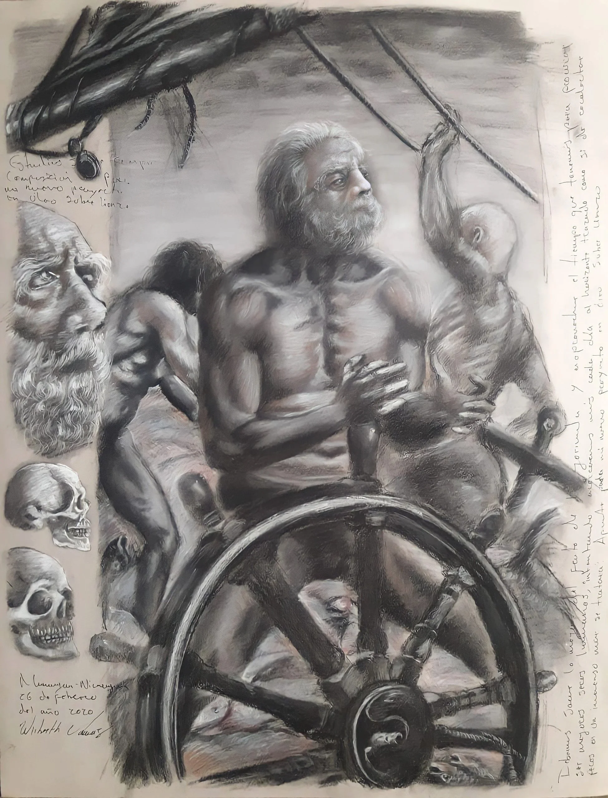 "Estudios" / Carbón y creta sobre papel,      65 x 50 cm / 2020