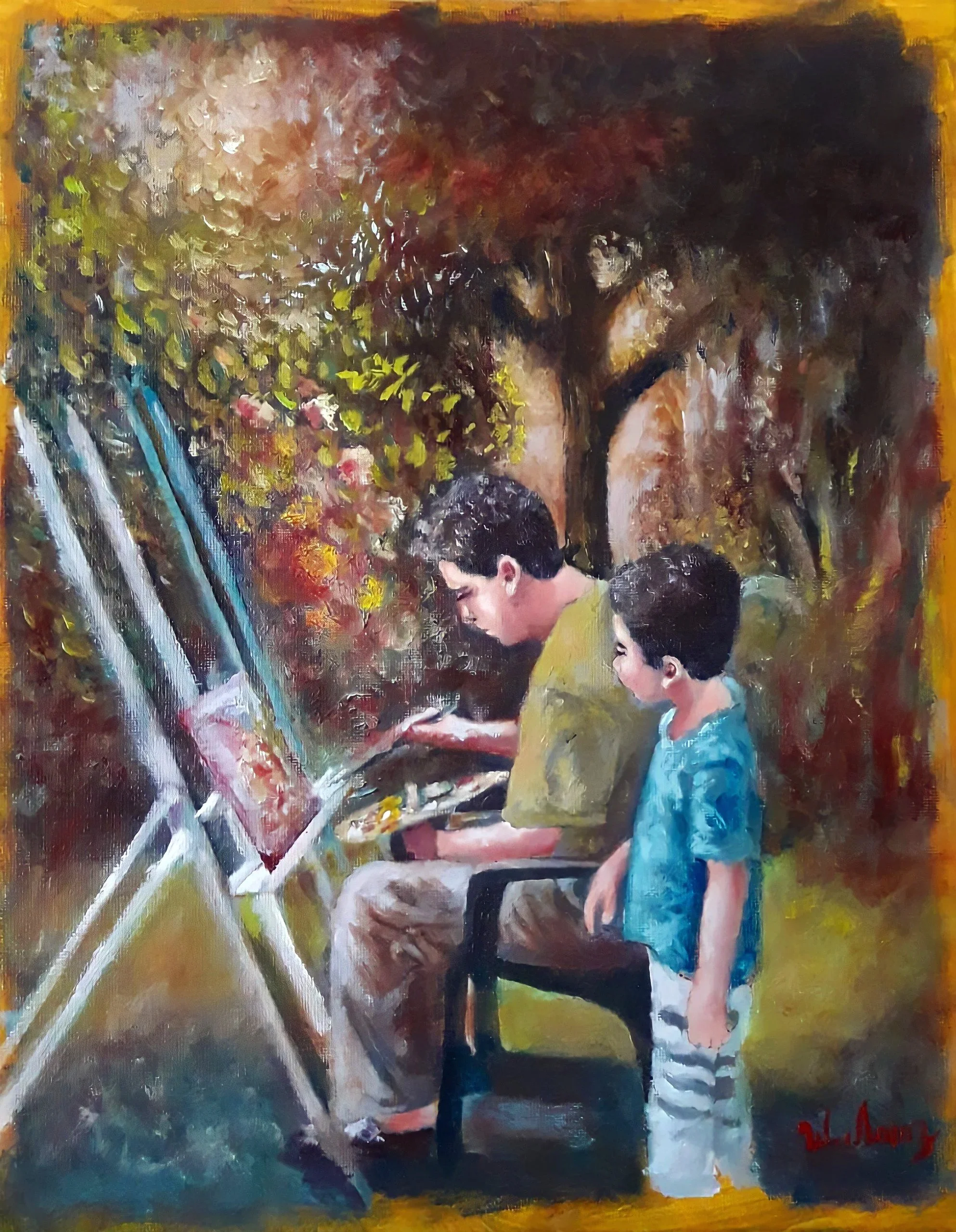 "Lecciones de pintura", óleo sobre lienzo      11 x 14 In