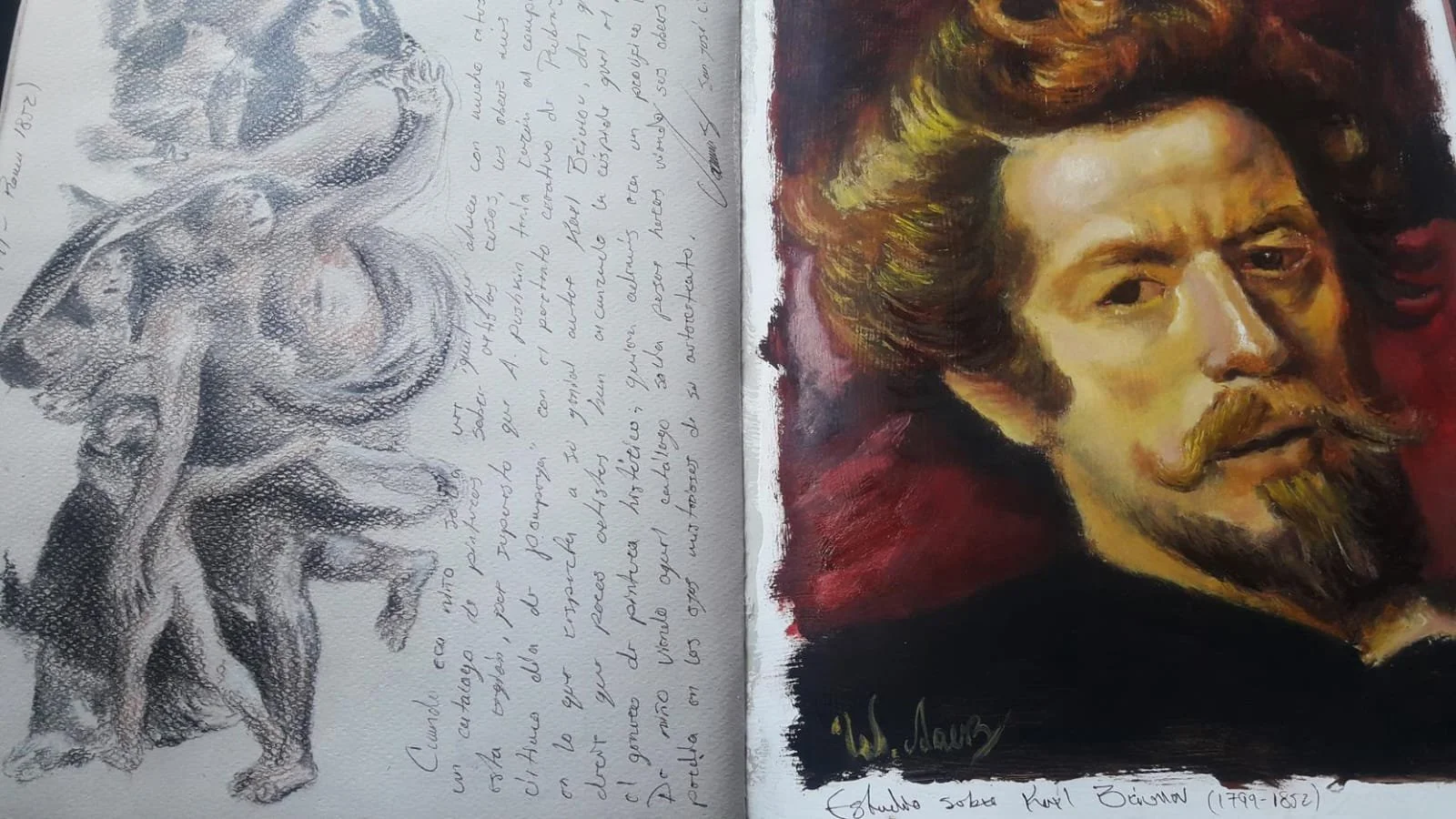 Estudios sobre Karl Briullov / Carboncillo - Óleo