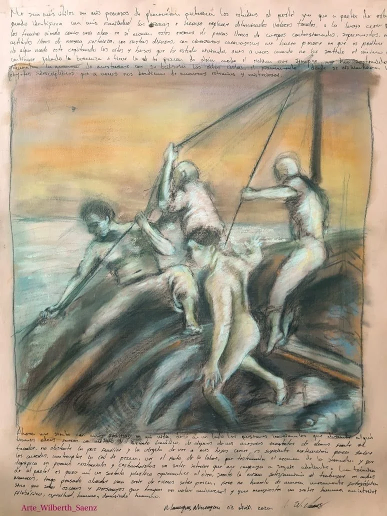 "Pescadores" / Pastel, 65 x 50 cm / 2020
