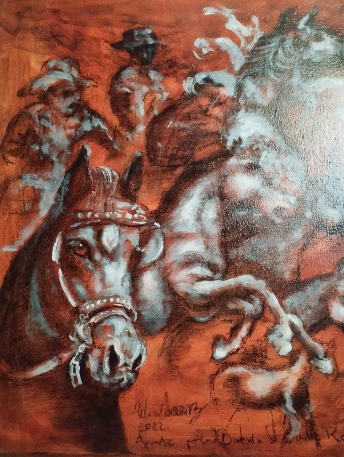 Estudios sobre caballos / Técnica mixta sobre tela, 60 x 50 cm