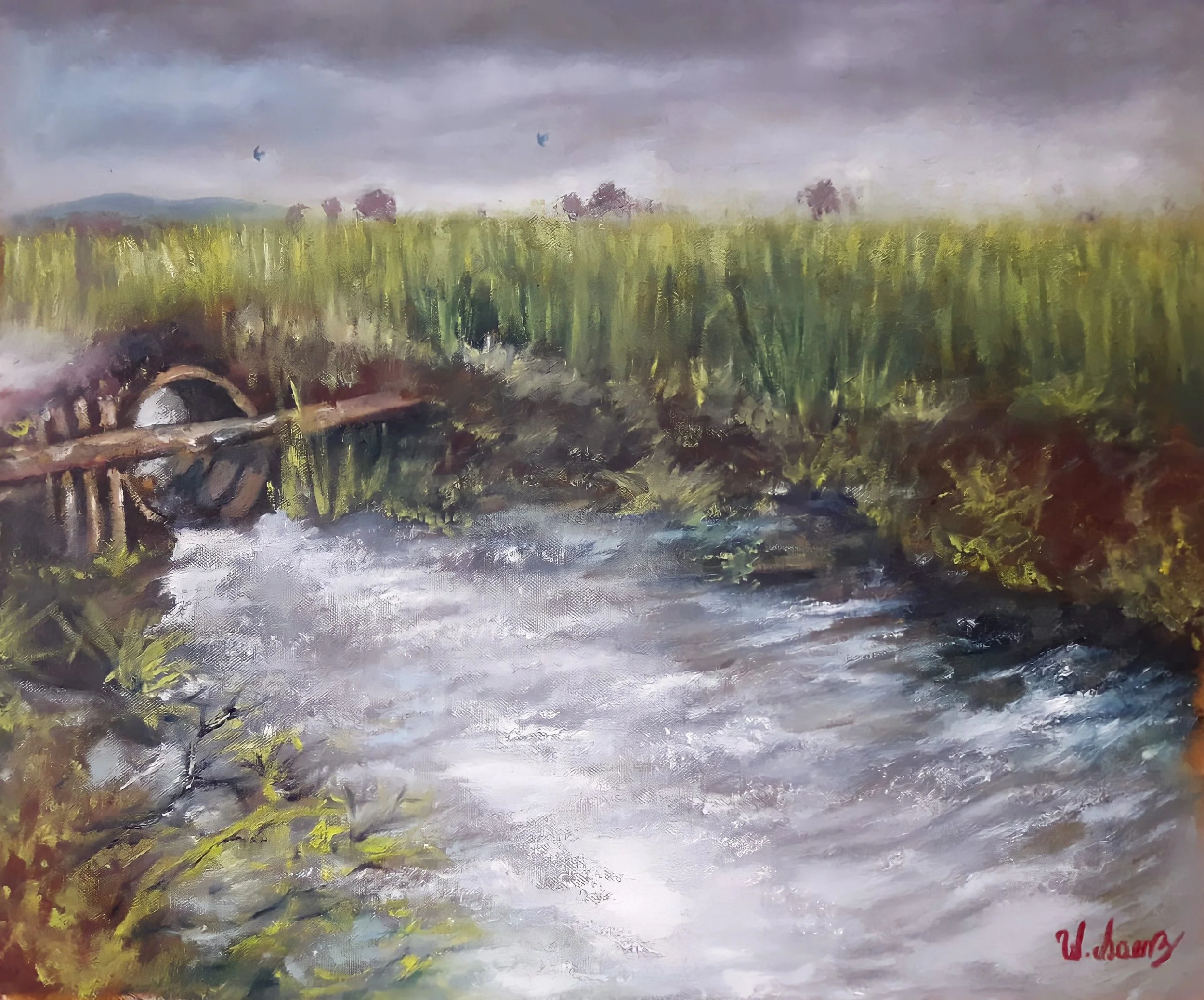 El canal de un arrozal, óleo sobre lienzo - 46 x 55 cm - 2019