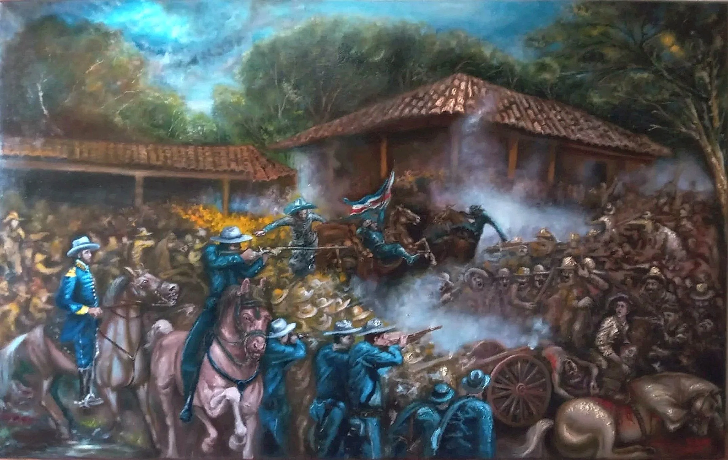 La batalla de Santa Rosa, óleo sobre tela 50 x 80 In
