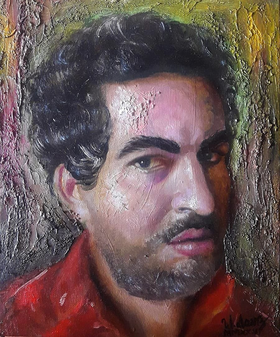"Autorretrato", óleo sobre lienzo, 10 x 12 In - 2023 C.R. / Colección del artista