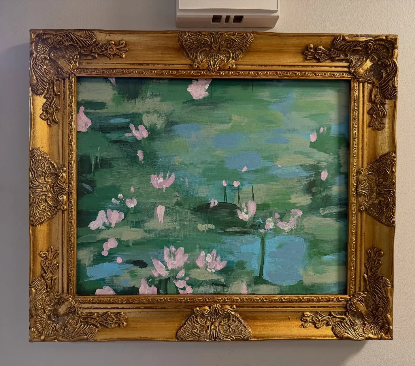 This is a replica inspired by Claude Monet&rsquo;s Water Lilies series that I created as a Christmas gift for my sister. Monet is one of my favorites!🎨🪷