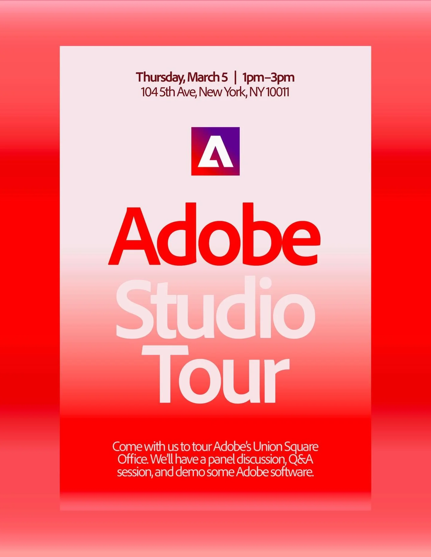 Another studio tour coming your way&mdash;this time at Adobe❣️

Hear directly from Adobe employees and get an inside look at the Union Square office space!

Space is limited so register at the link in our bio ASAP!!