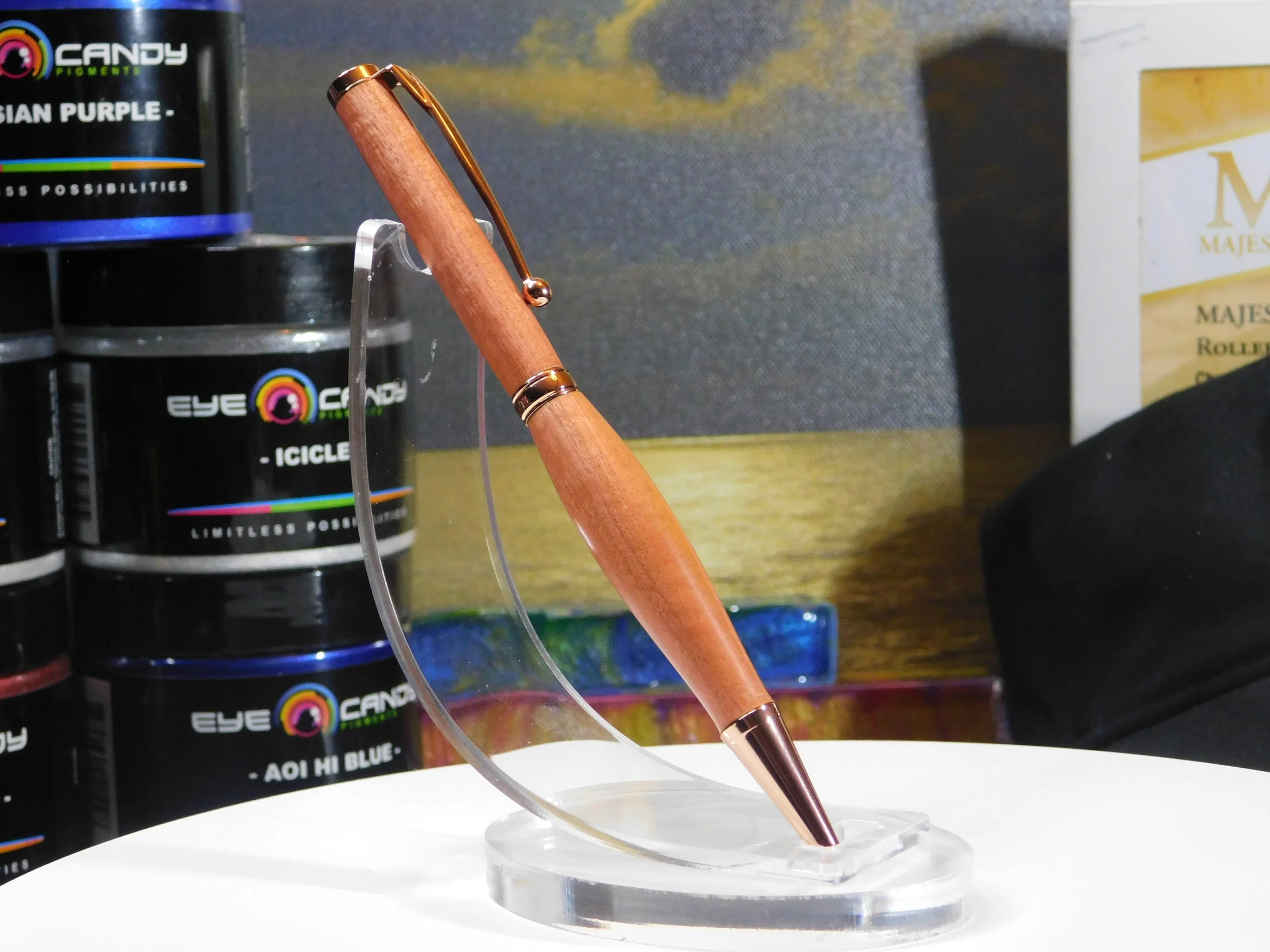 Hand Turned Funline Slimline Twist Ink Pen with Pink Ivory Wood