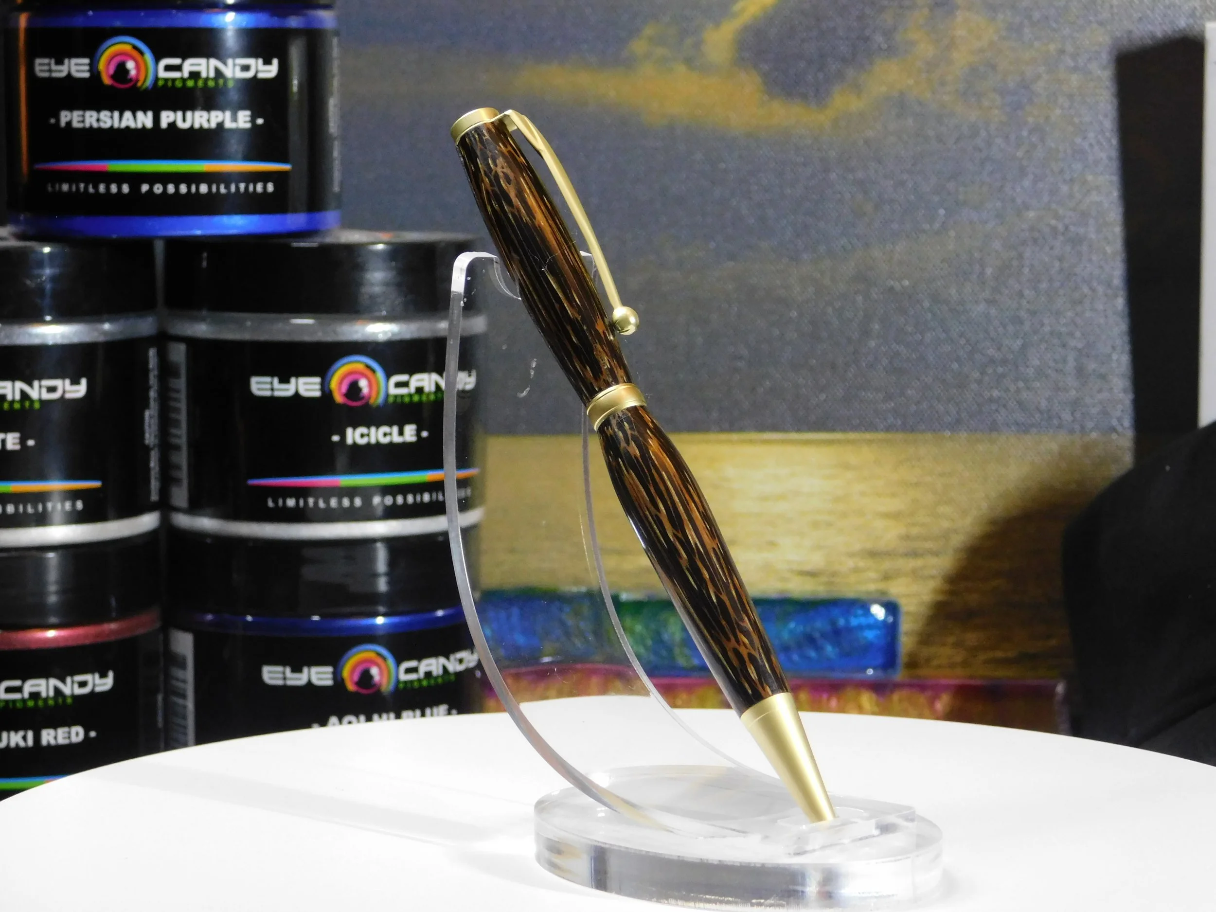 Hand Turned Funline Slimline Twist Ink Pen with Black Palm Wood