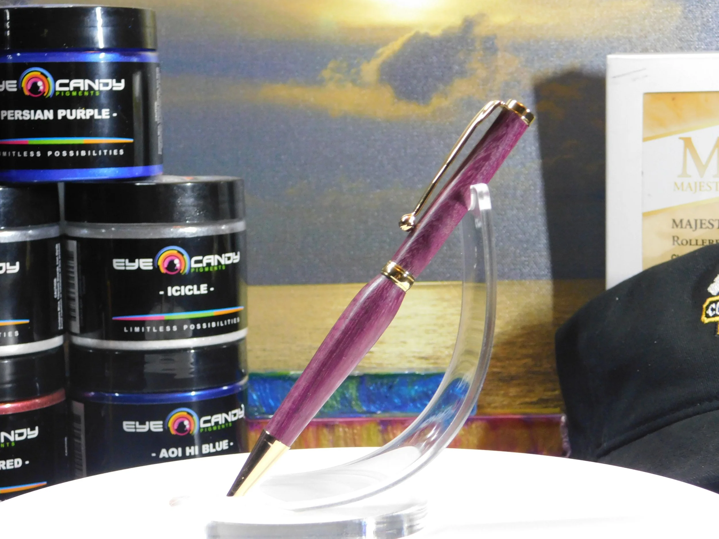 Hand Turned Funline Slimline Twist Ink Pen with Purpleheart Wood