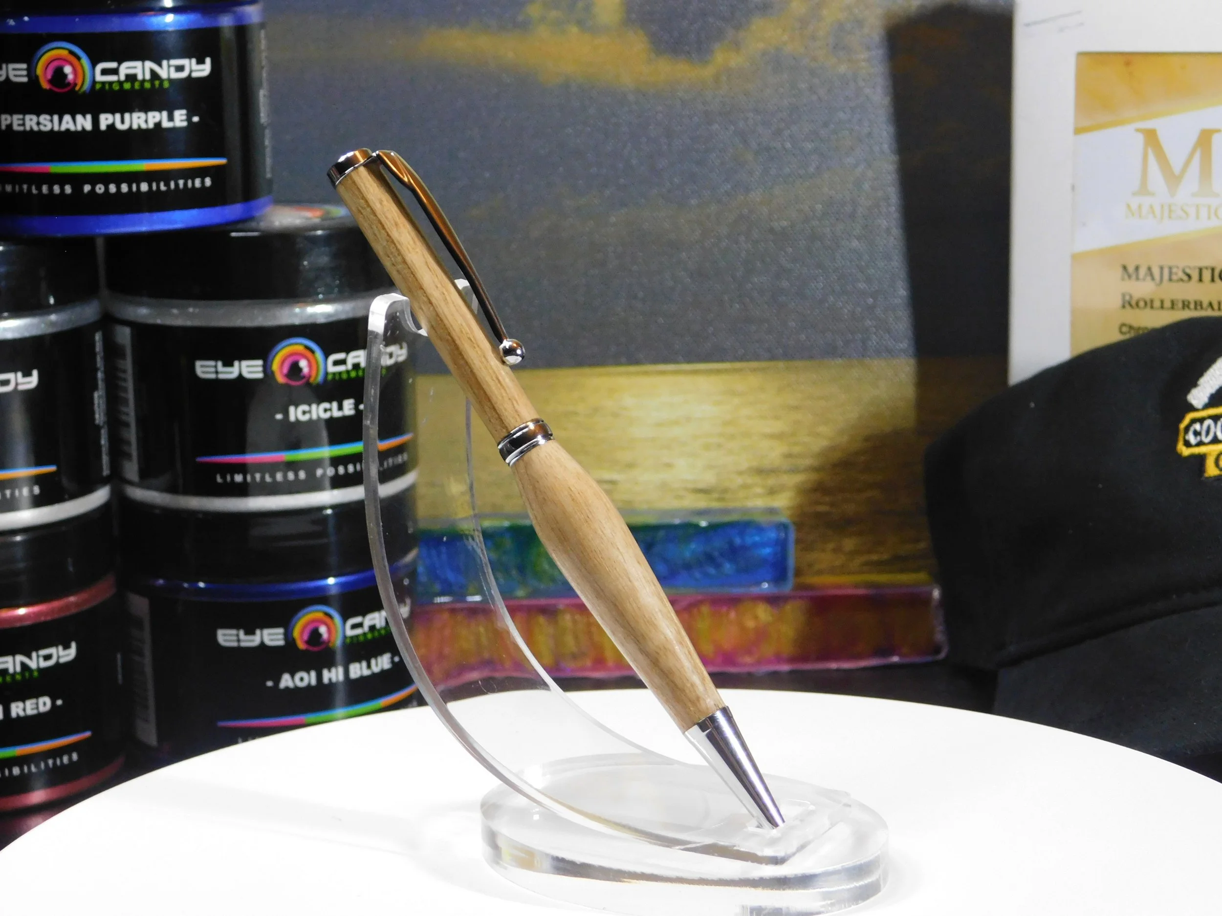 Hand Turned Funline Slimline Twist Ink Pen with White Ash