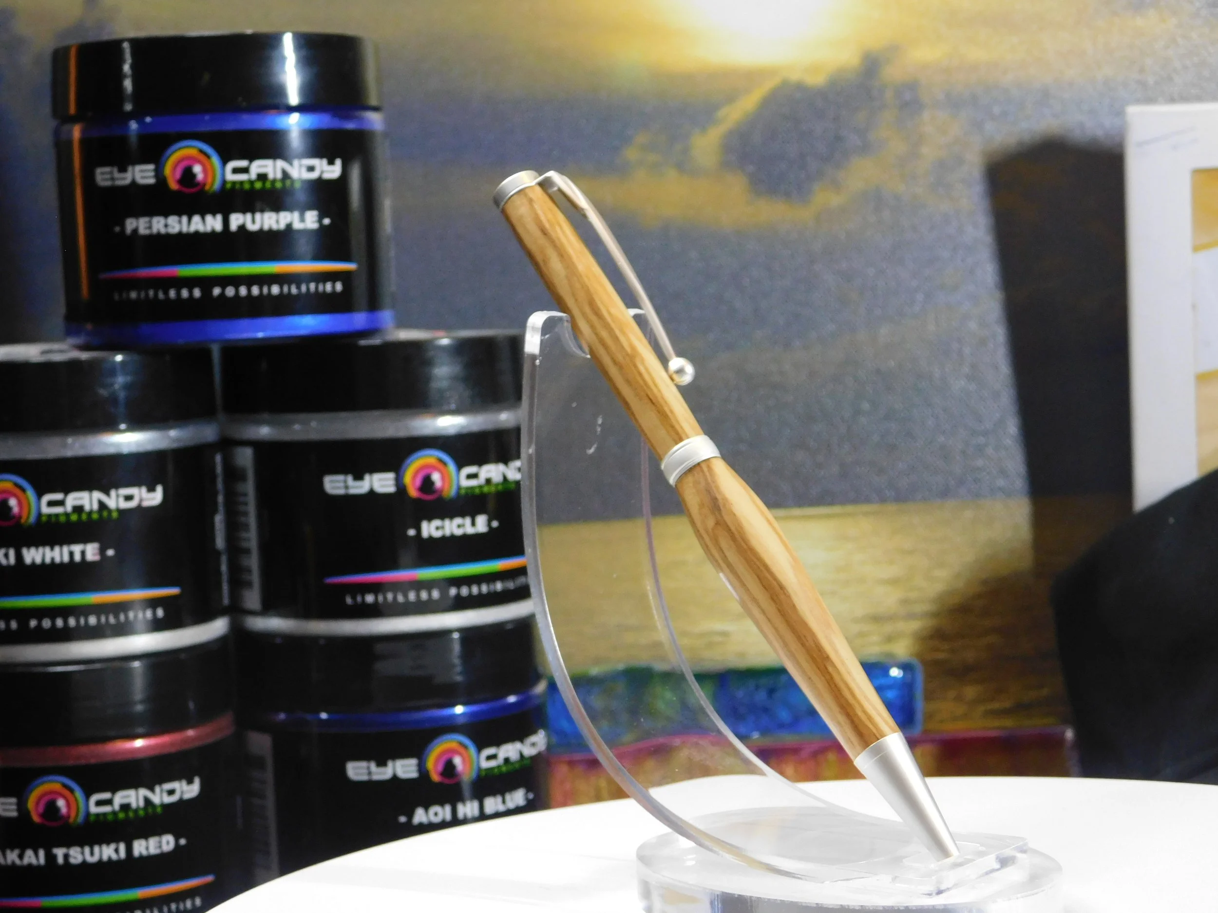 Hand Turned Funline Slimline Twist Ink Pen with Olive Wood