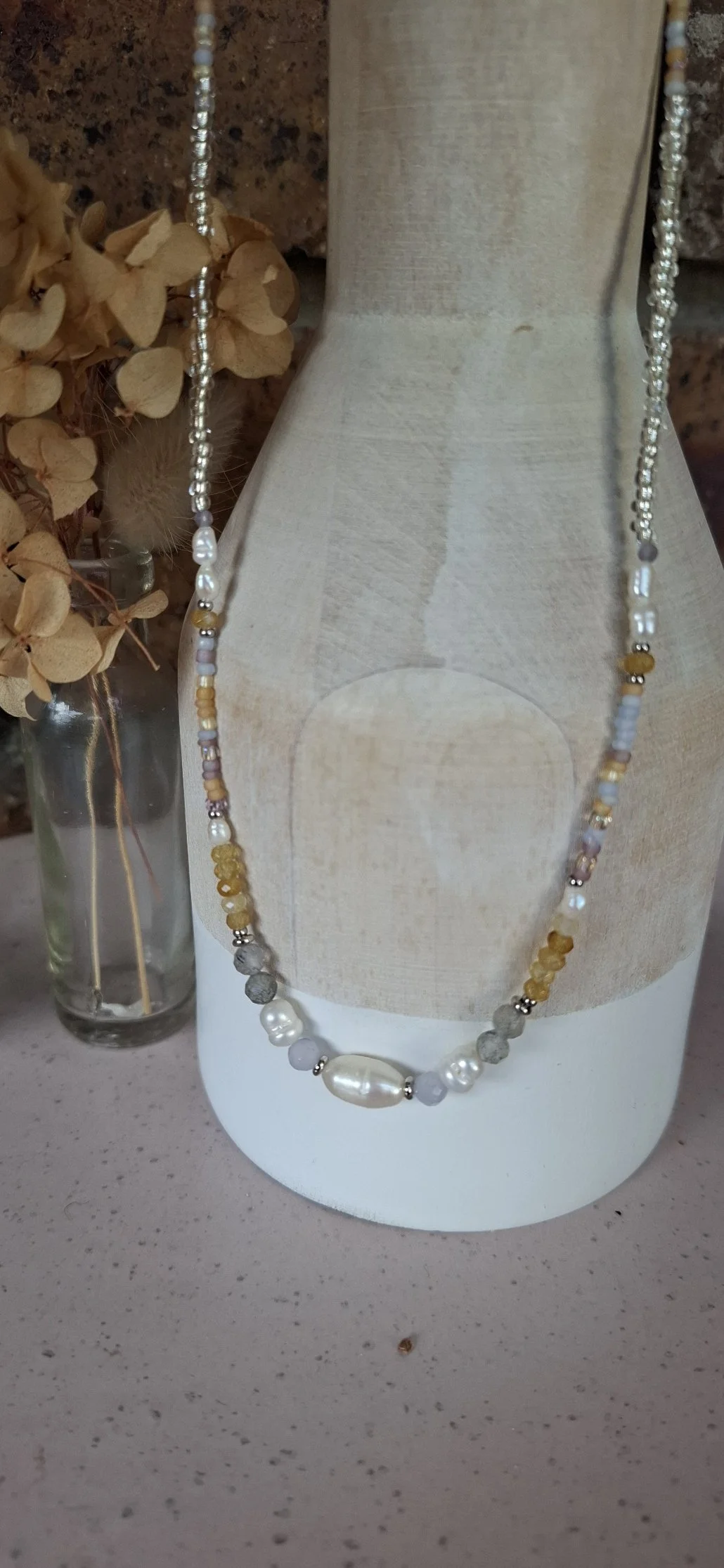 Boho Necklace - citrine/labradorite