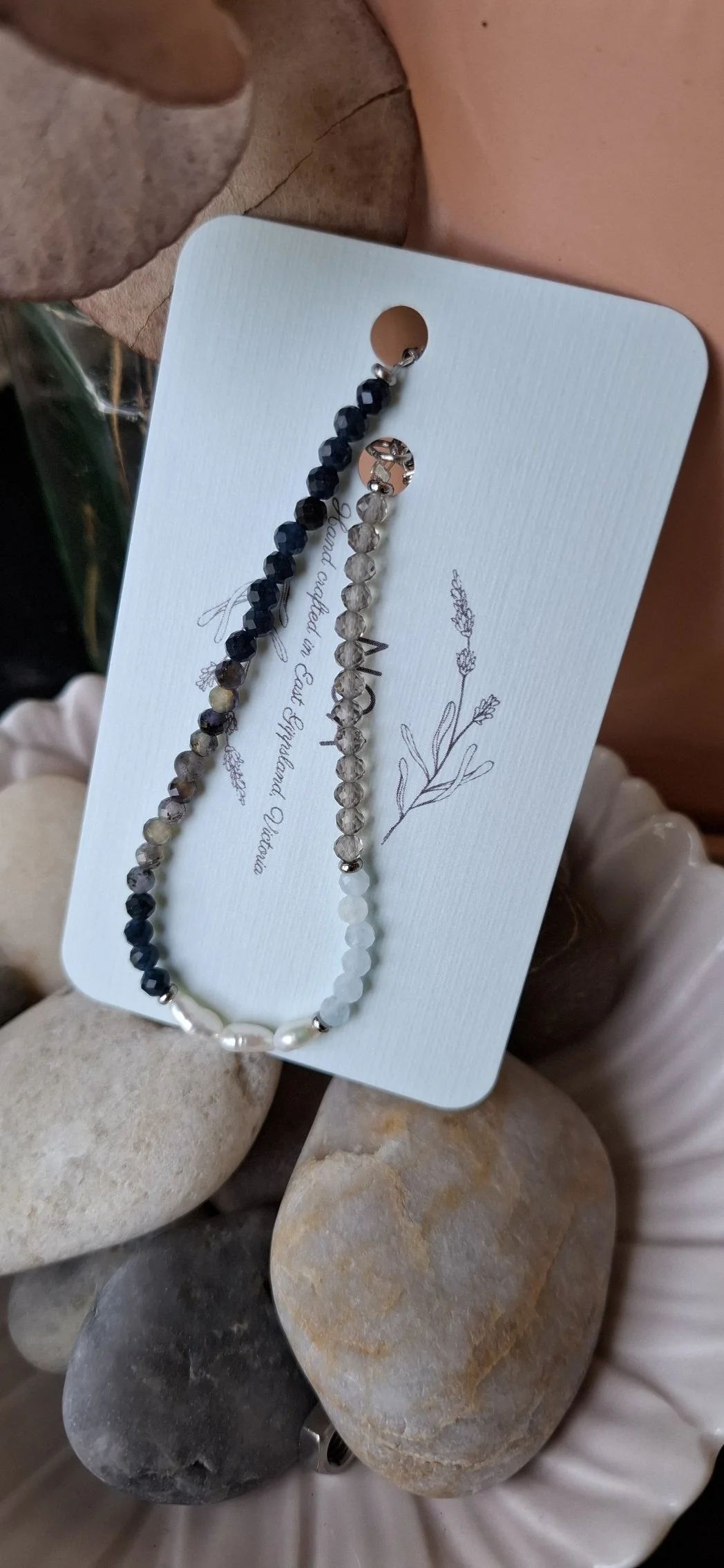 Signature 3mm Bracelet - Sapphire/ Smoky Quartz/Iolite