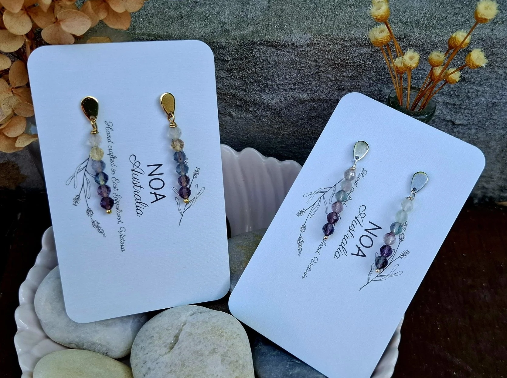 Banksia Stick Earrings - Fluorite