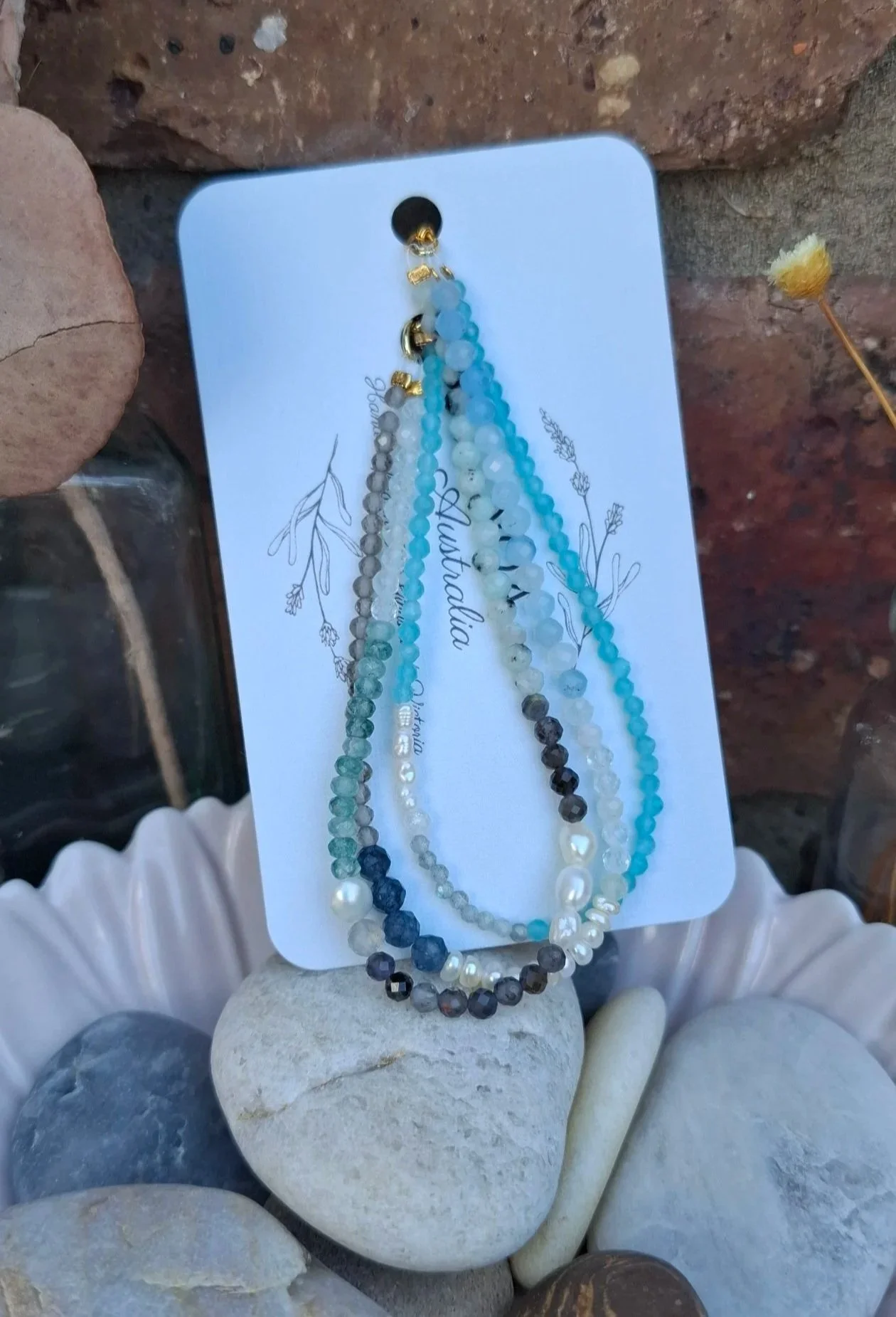 Jacqueline Bracelets - Chalcedony/Smoky Quartz