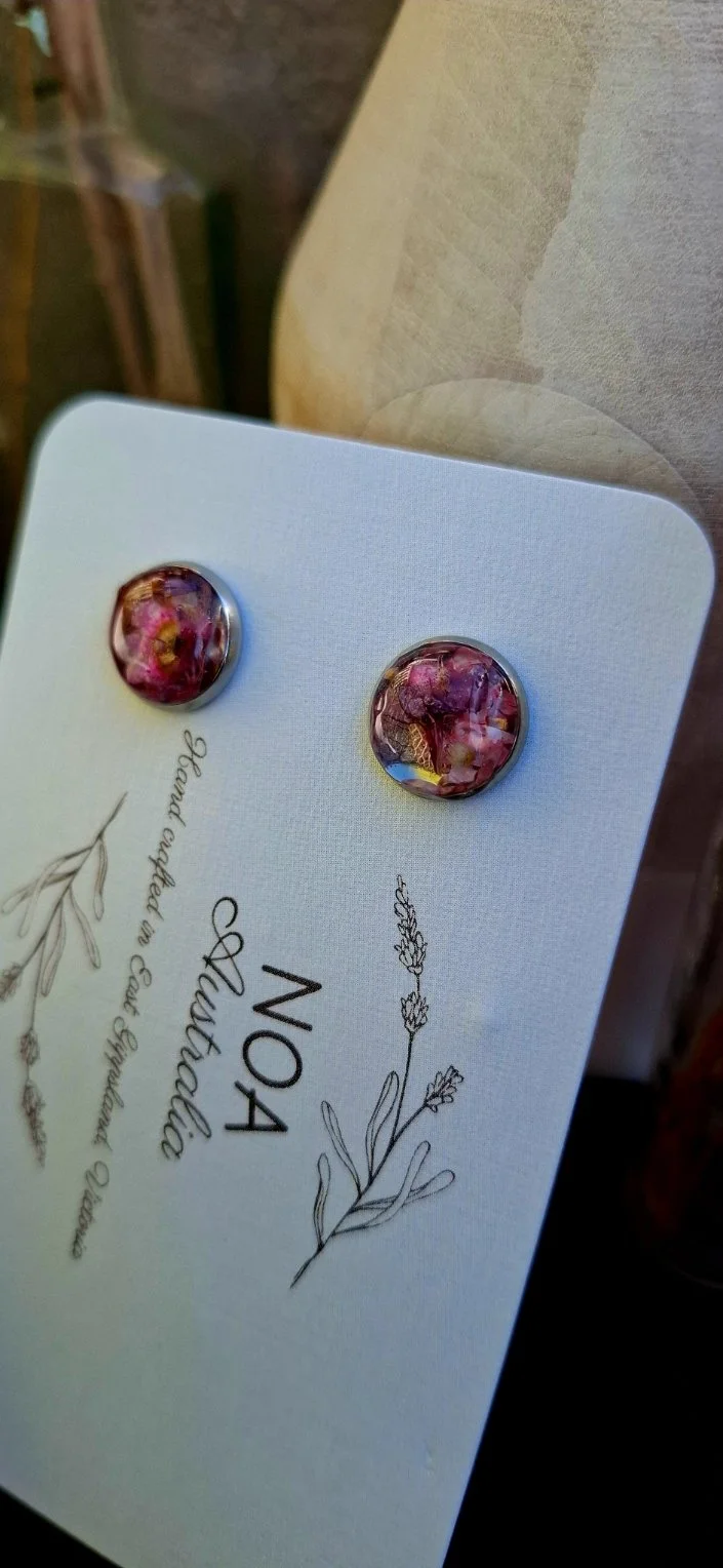 Botanical Resin Studs - Silver