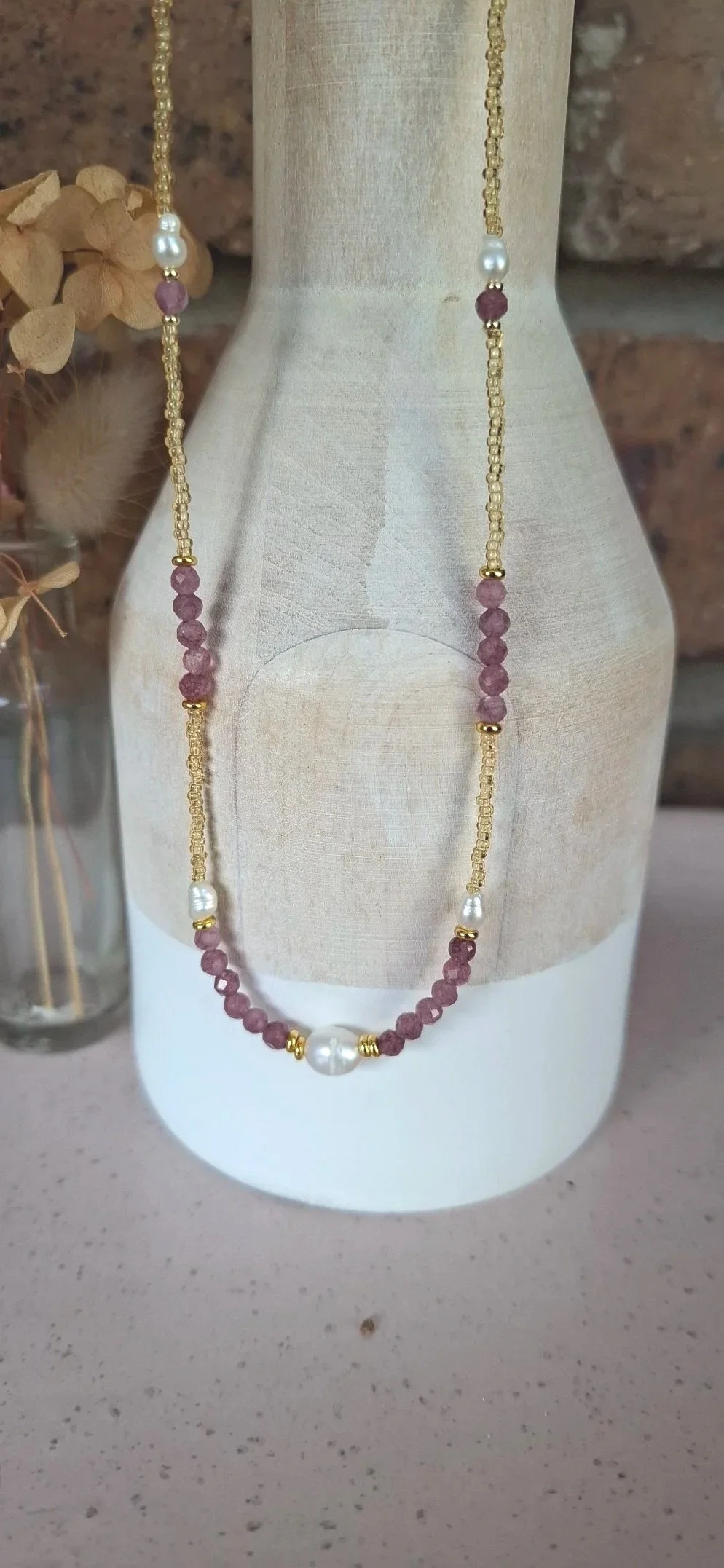 Boho Necklace - gold/purple
