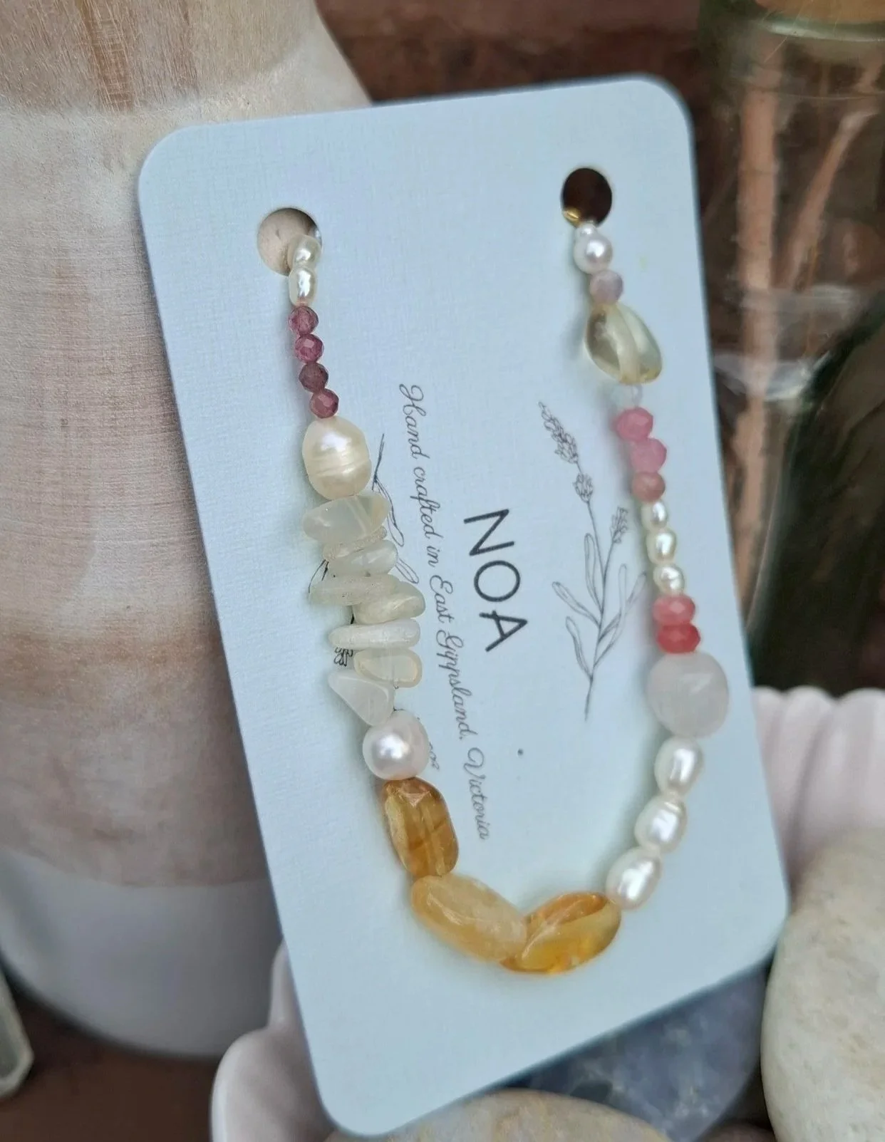 Original Mermaid Bracelet - Citrine/Rhodochrosite