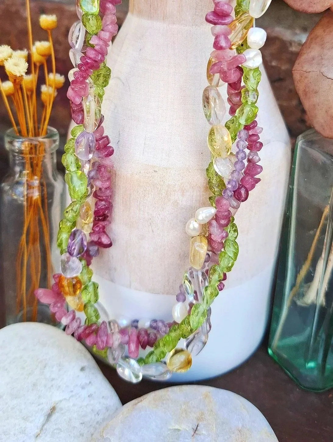 Ocean Queen Necklace - Peridot/Citrine/Tourmaline