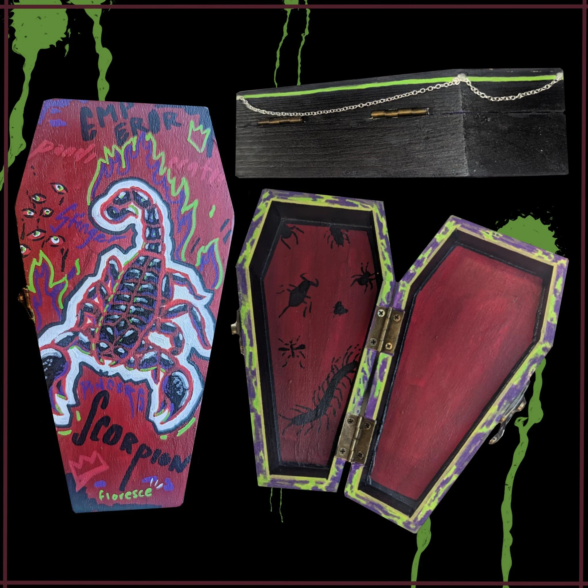 Emperor Scorpion Hand-painted Coffin Box
