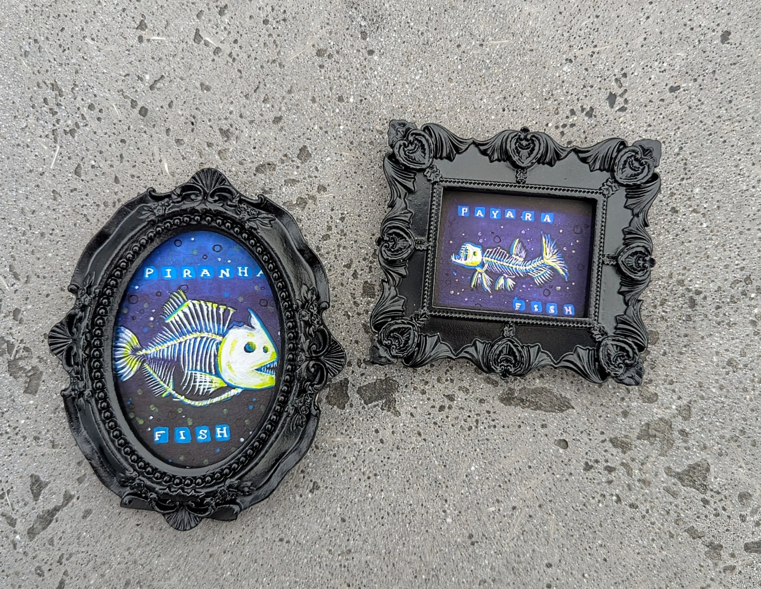 Amazonian Fish Skeleton Mini Paintings (One or Both)