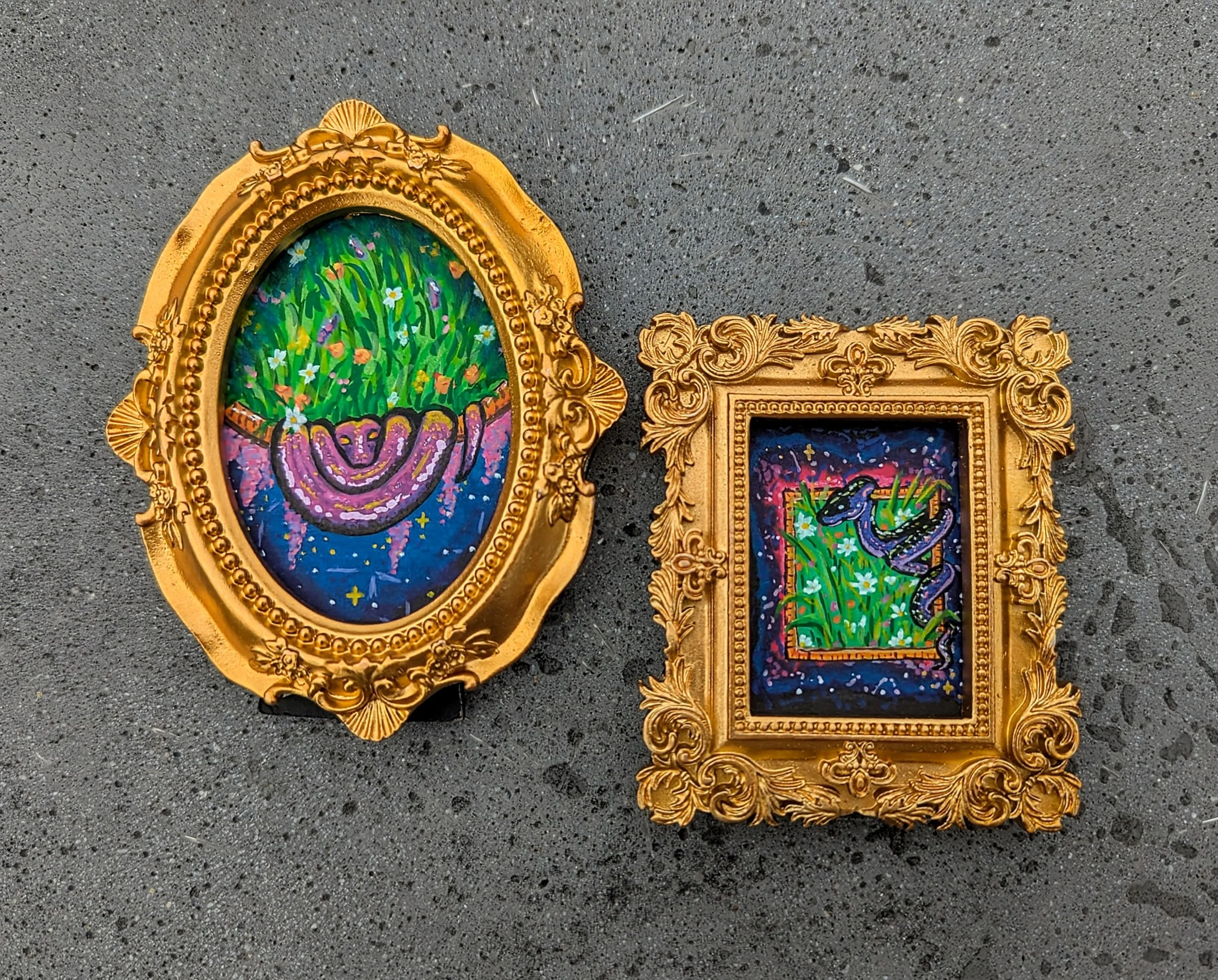 Secret Garden Snakes Mini Paintings (One or Both)
