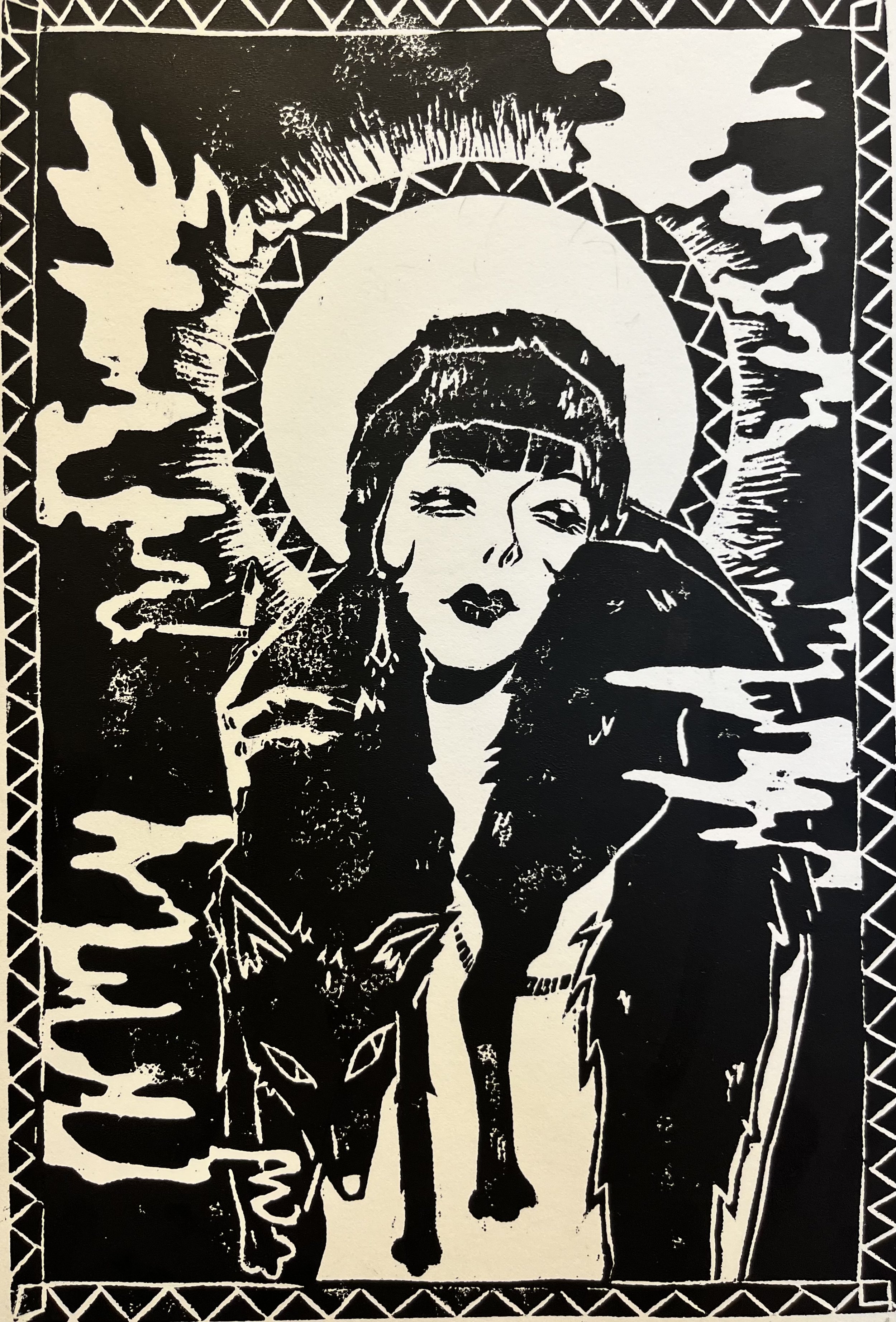 Praire Wolves, Woodblock Print