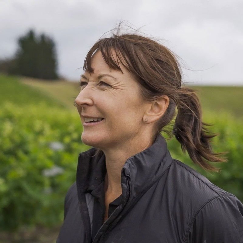 Rebecca Lawrence Agrownomics Soil Consultant – Viticulture & Pastoral, outdoors in a green landscape with overcast sky.