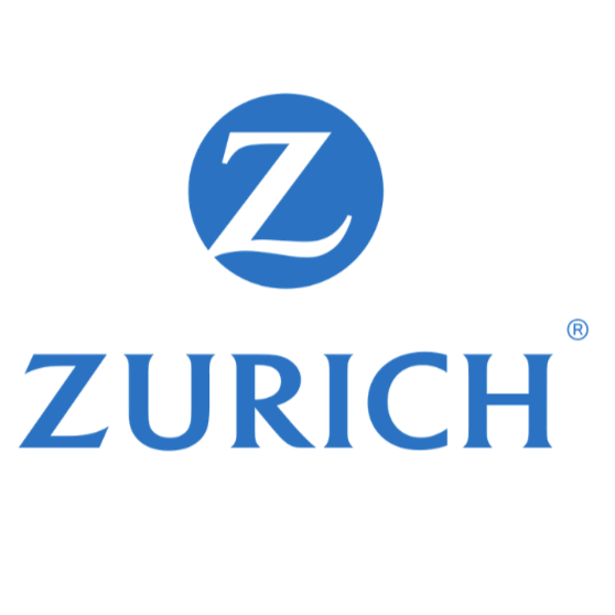 Logotipo da Zurich, uma seguradora, com um círculo azul contendo a letra Z e o nome Zurich escrito abaixo.